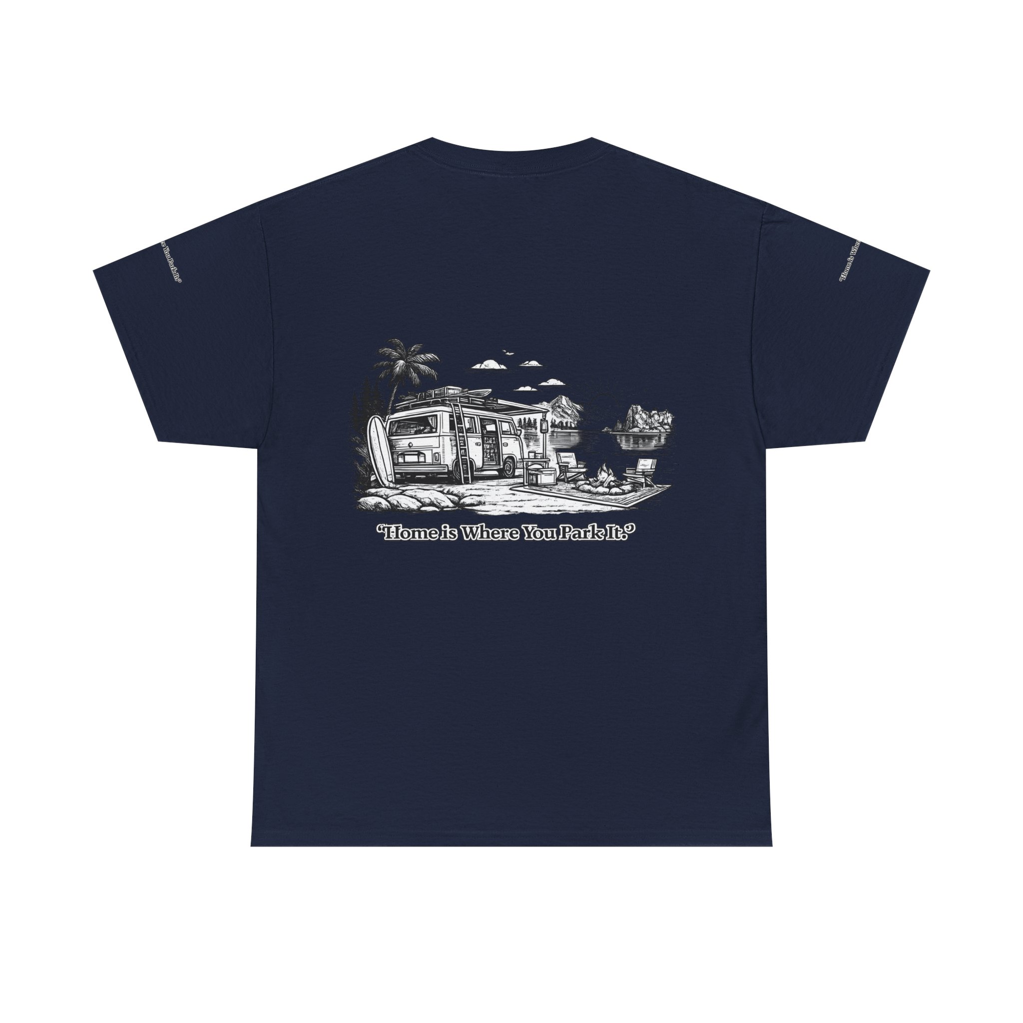 9388349635293450536_2048.jpeg Unisex Heavy Cotton Tee — "Home Is Where You Park It" Design Minimal-Line