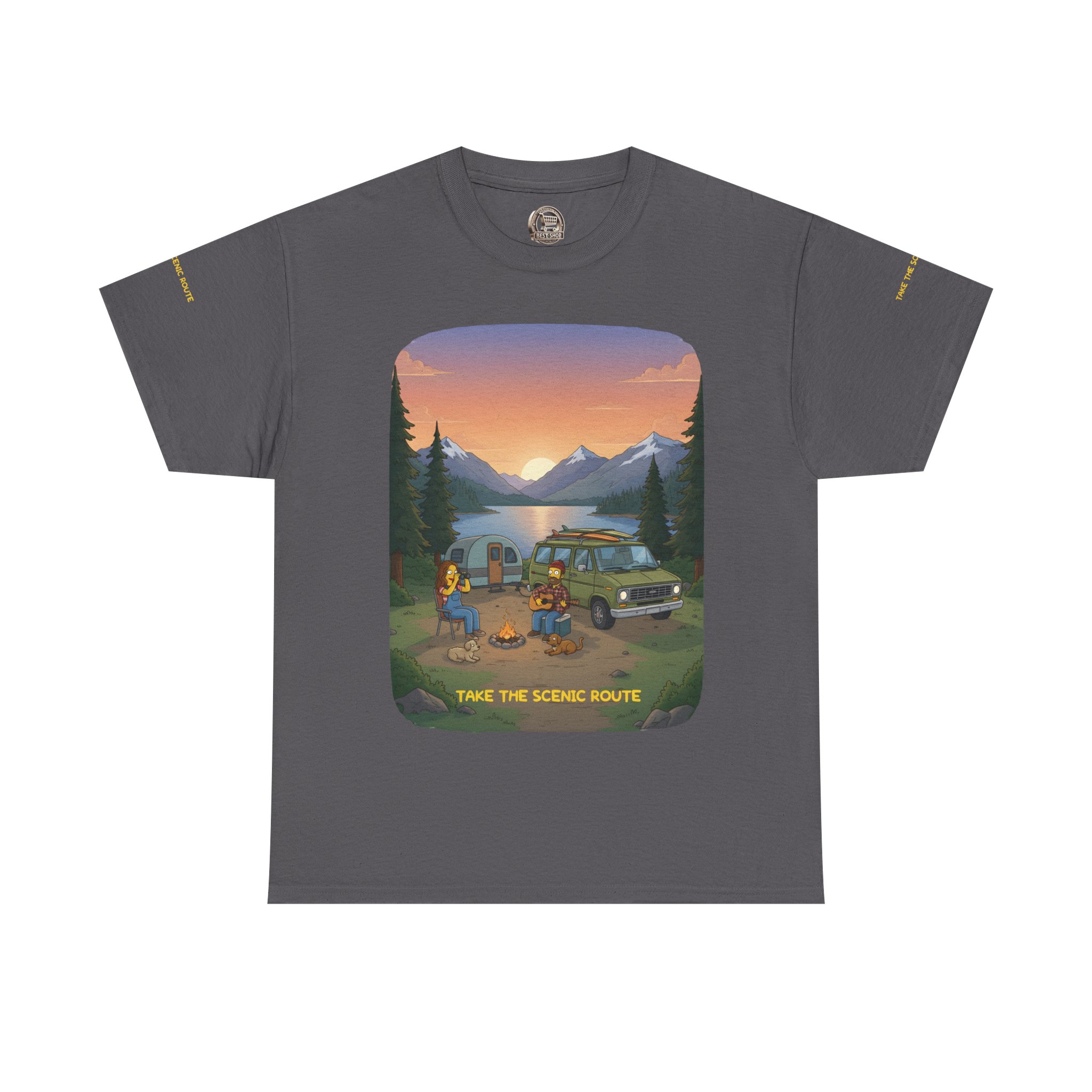 Unisex Heavy Cotton Tee — "Take The Scenic Route" Design Sitcom-Line