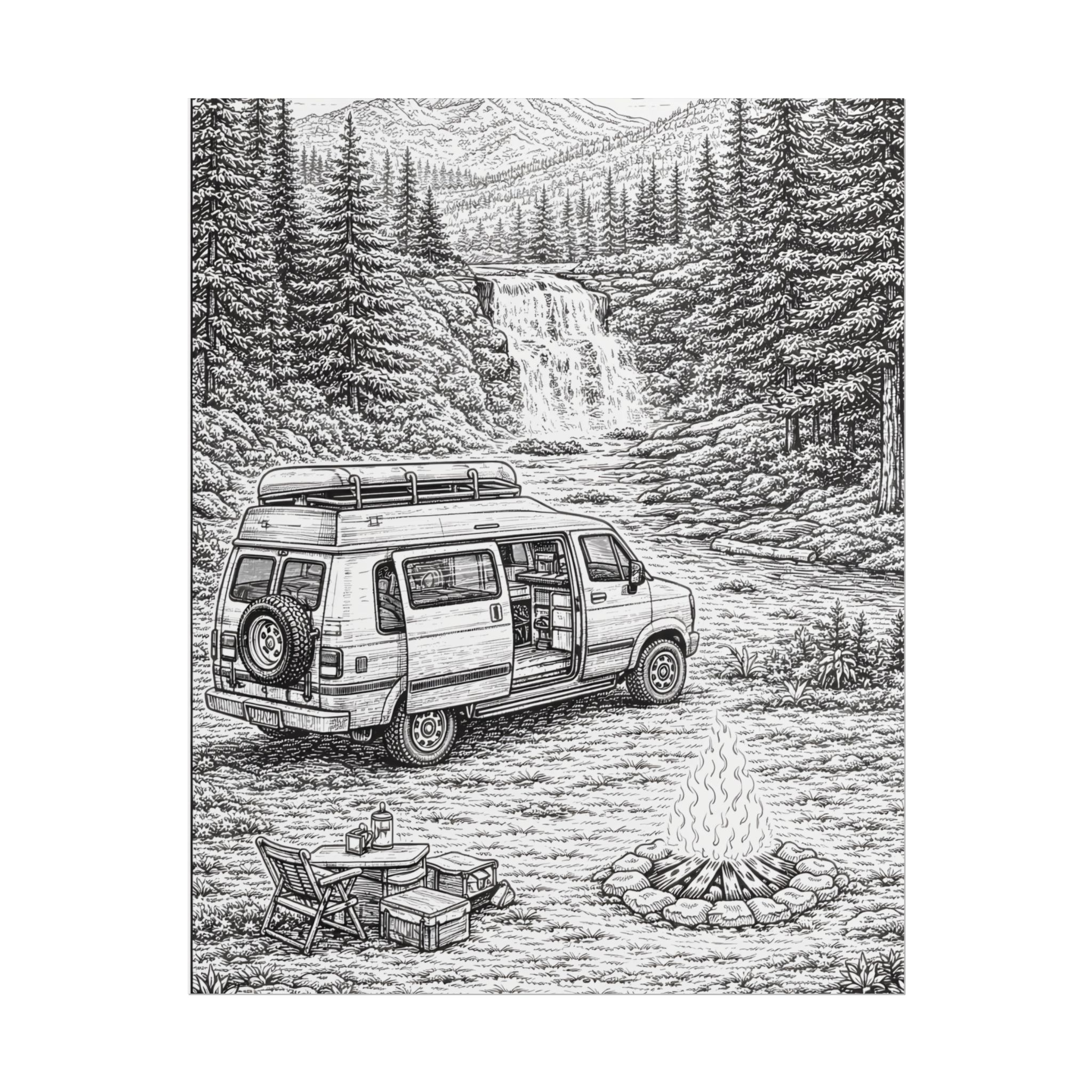 Campervan Poster — Vintage RV Camping Landscape Wall Art