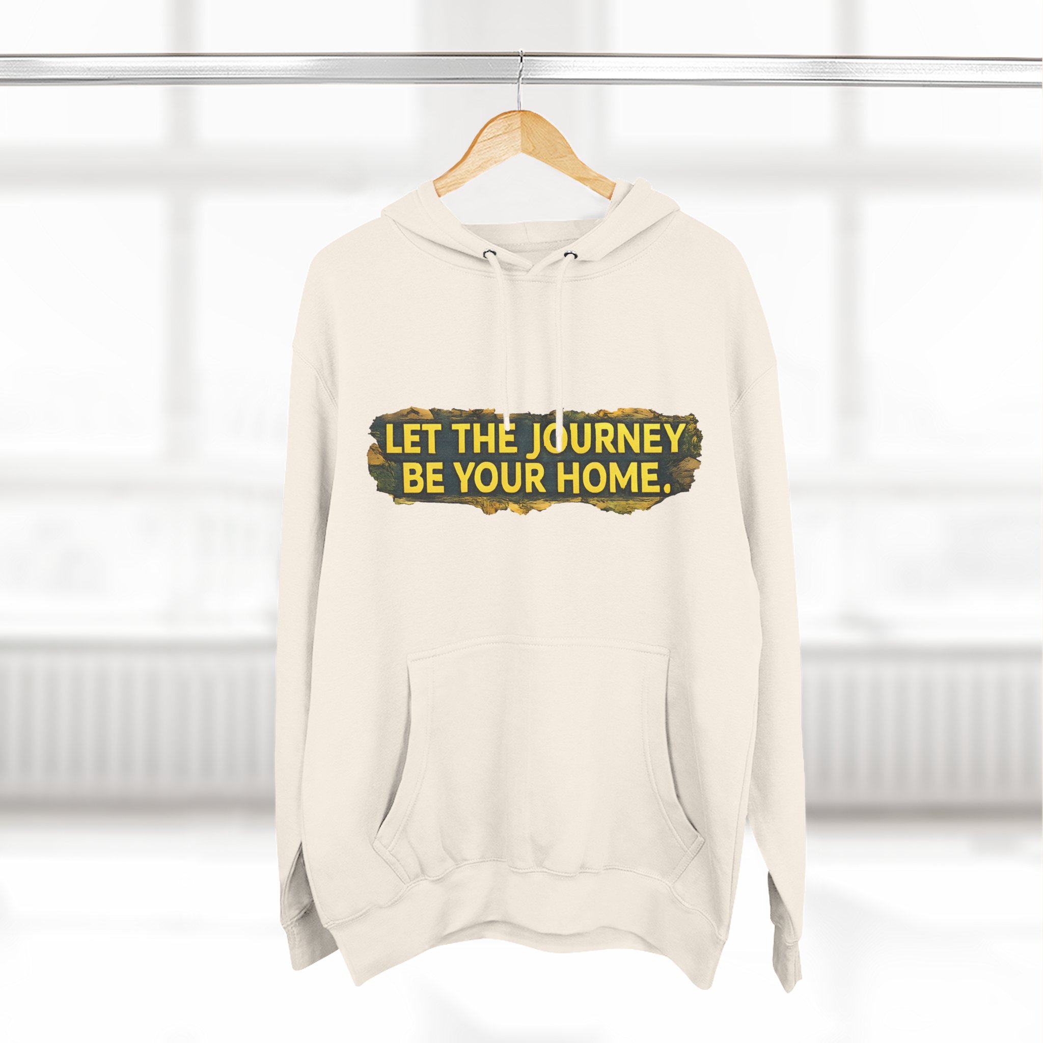 Three-Panel Fleece Hoodie - "Let The Journey Be Your Home" Design Cubic-Line