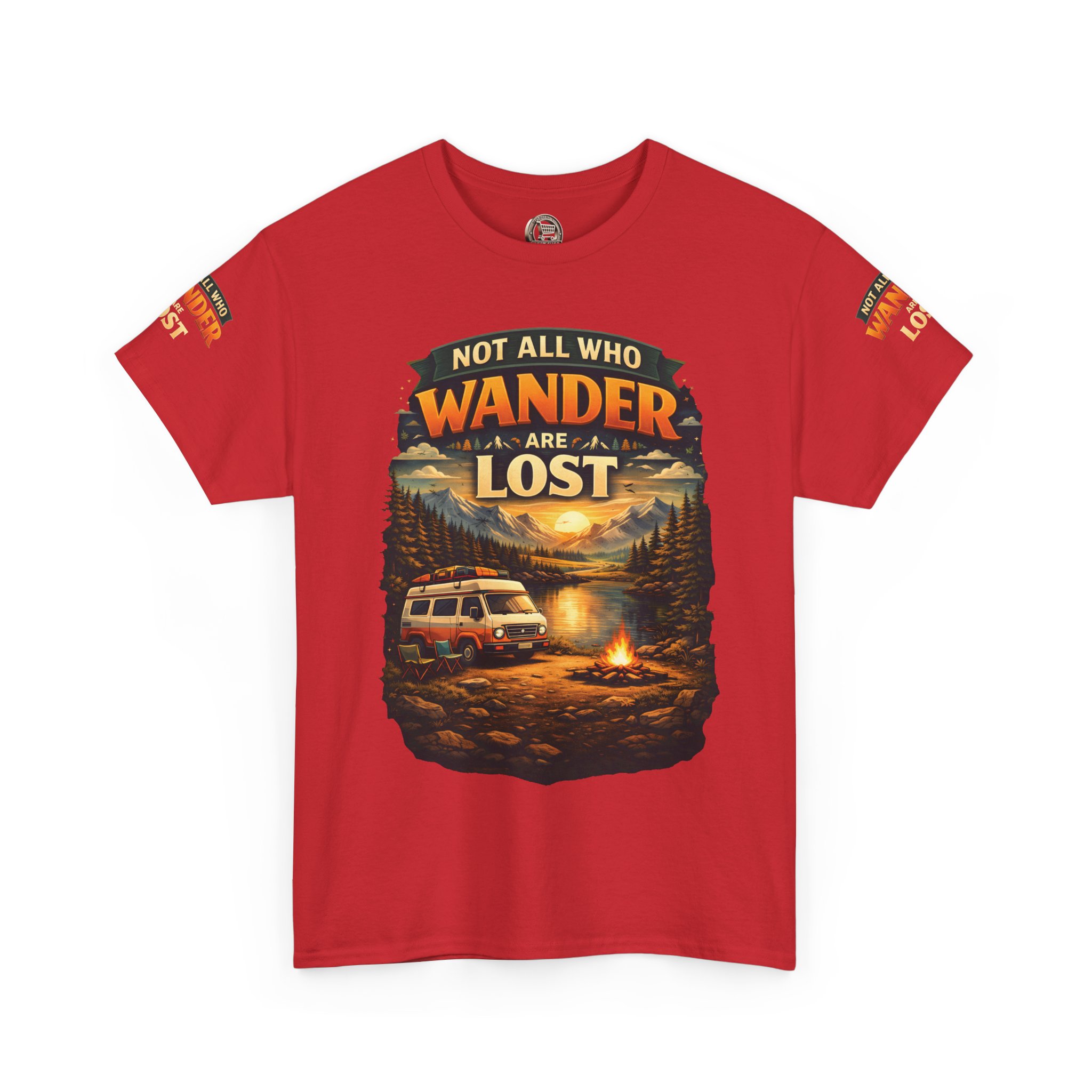 Unisex Heavy Cotton Tee — "Not All Who Wander Are Lost" Design Scenic-Line