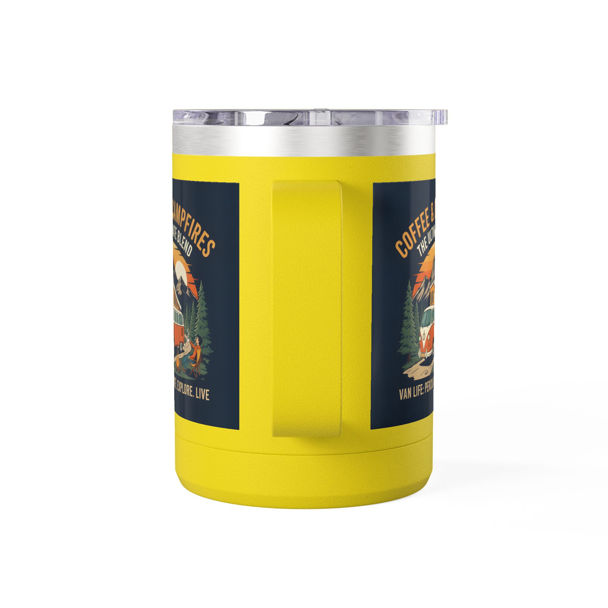 Coffee Mug Tumbler, 15oz — “Coffee & Campfires: The Ultimate Blend”