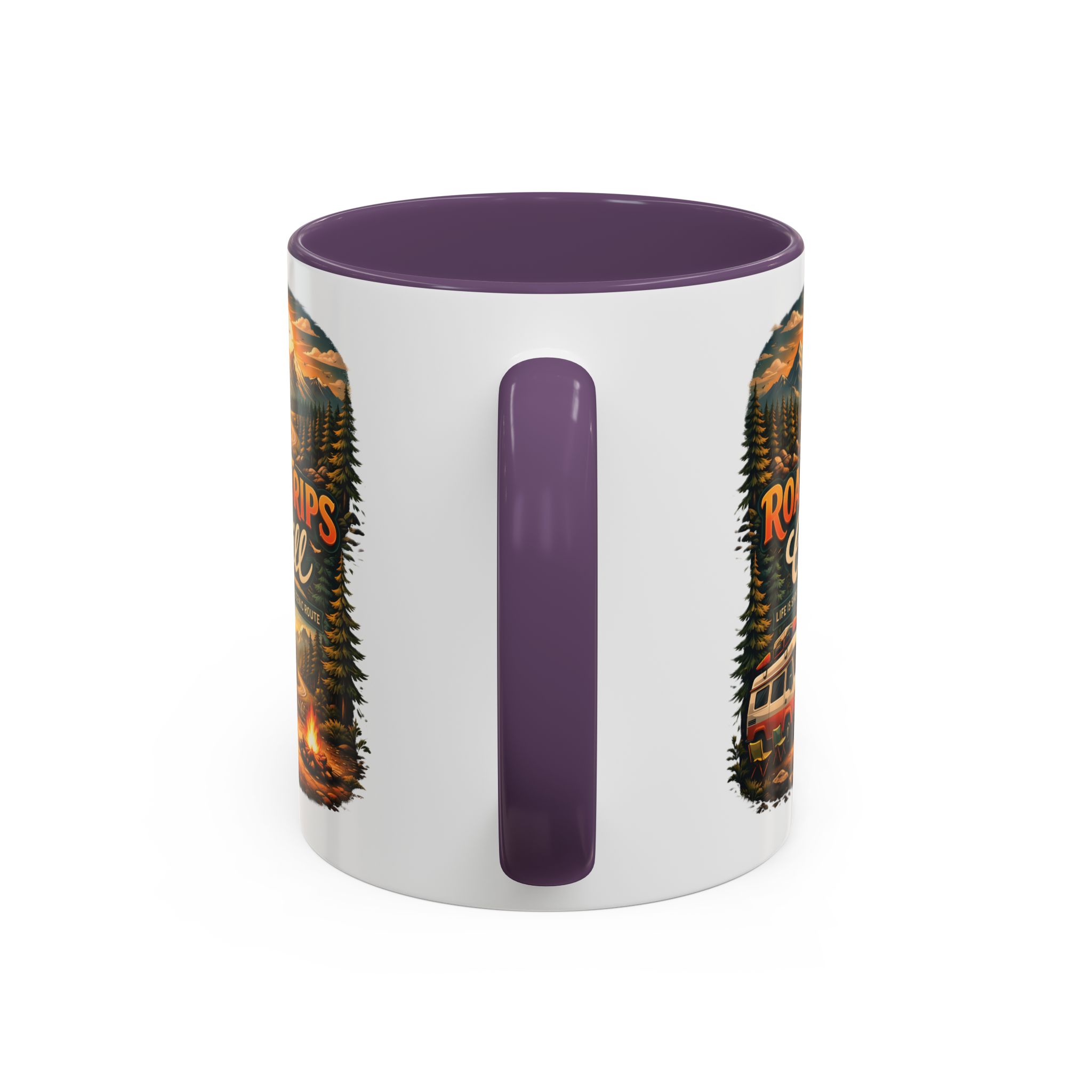 Accent Coffee Mug (11, 15oz) — "Road Trips & Chill" Design Scenic-Line