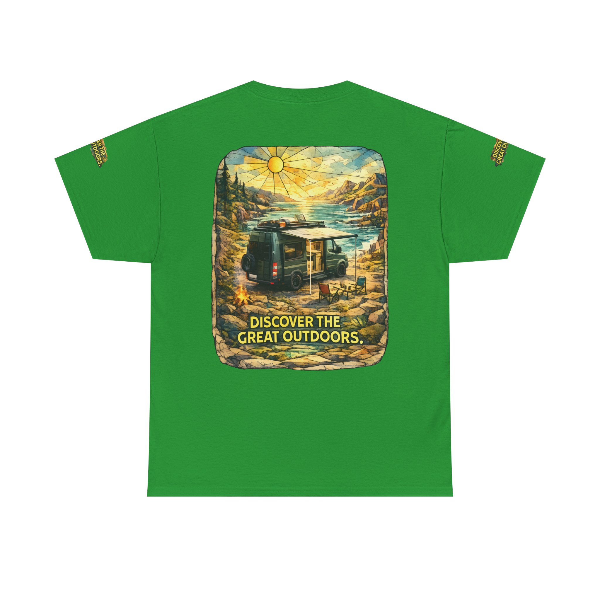 Unisex Heavy Cotton Tee — "Discover The Great Outdoors" Design Cubic-Line