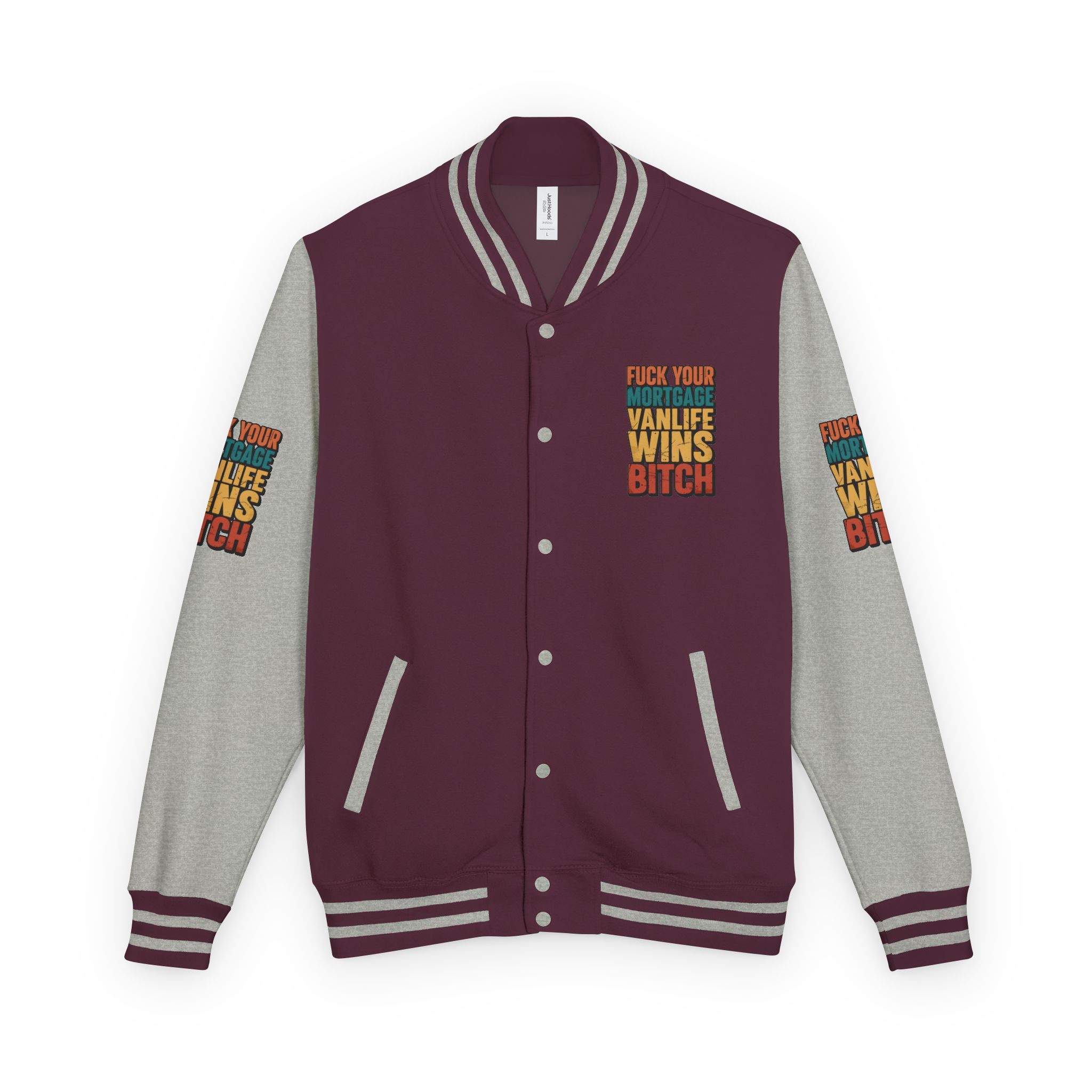 Unisex Heavyweight Letterman Jacket — "Fuck Your Mortgage" Design F**K-Line