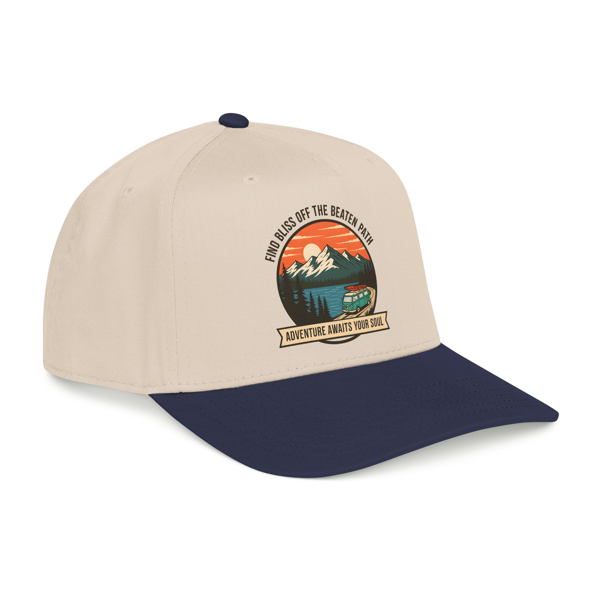 9421743826157736209_2048.jpeg Baseball Cap — "Find Bliss of the beaten patch-Adventure Awaits Your Soul" Vintage Mountain Camp Camper Design