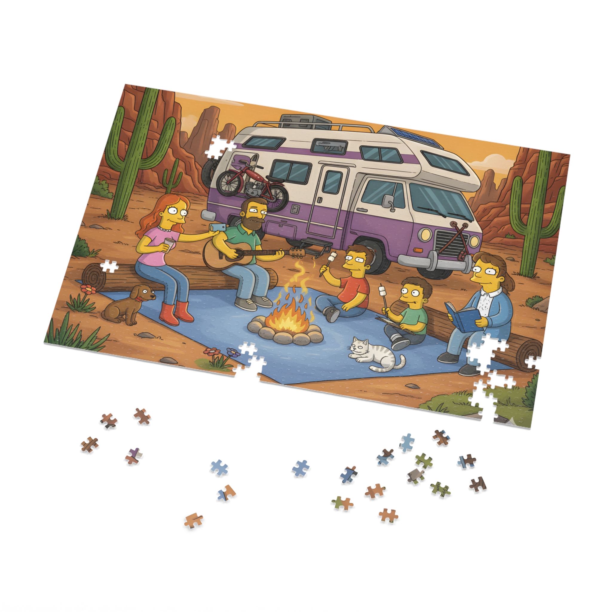 Jigsaw Puzzle with Tin – RV Campfire Design