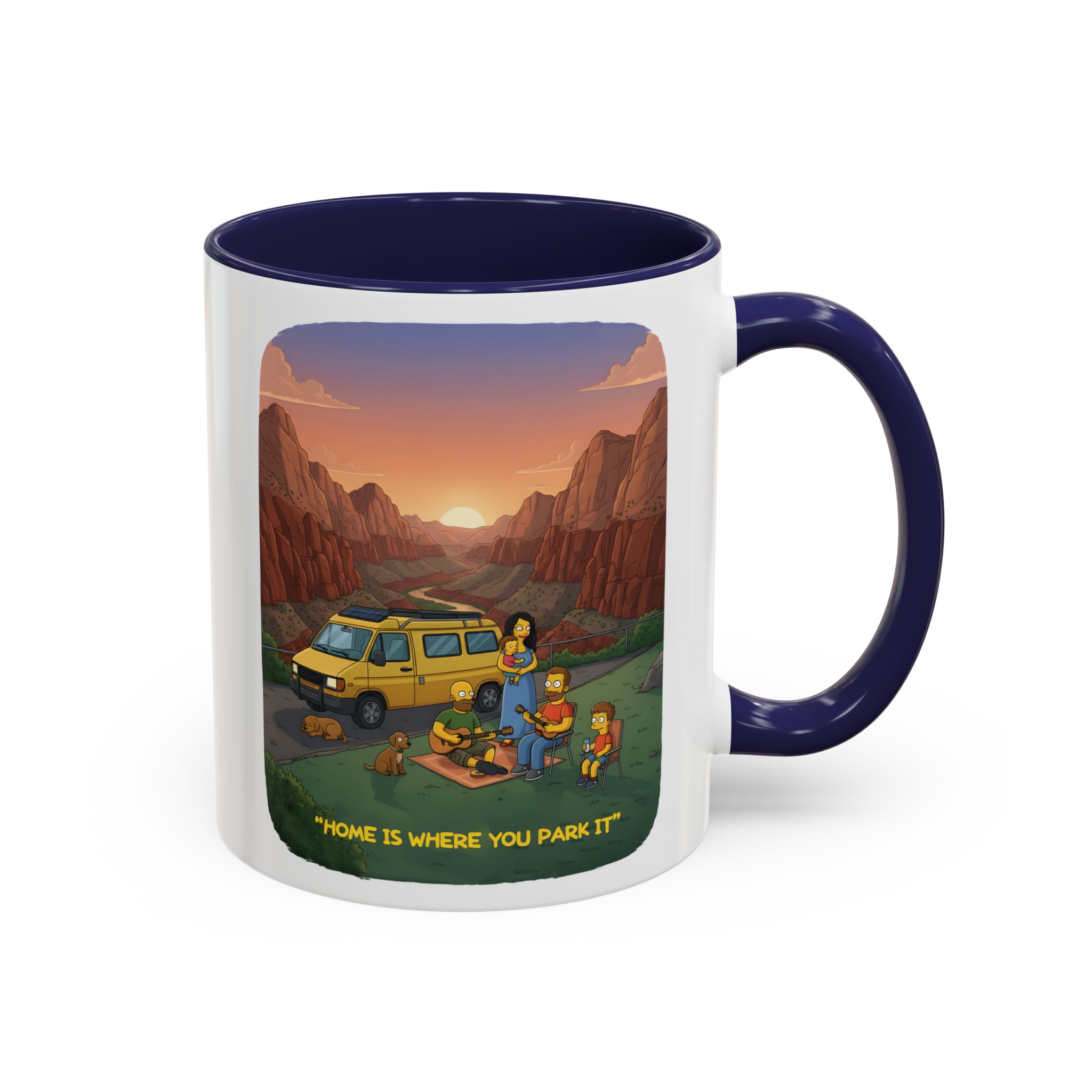 Accent Coffee Mug (11, 15oz) — "Home Is Where You Park It" Design Sitcom-Line
