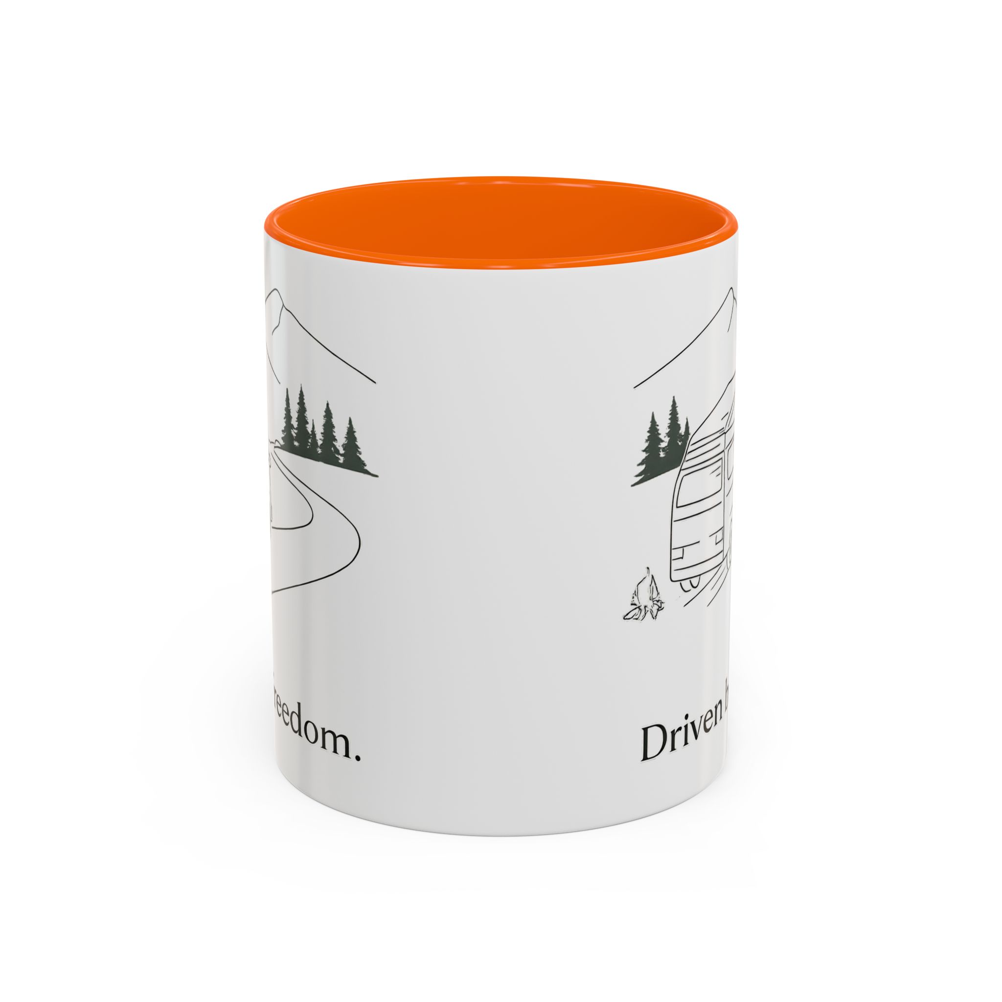 Accent Coffee Mug (11, 15oz) — "Driven By Freedom" Design Minimal-Line