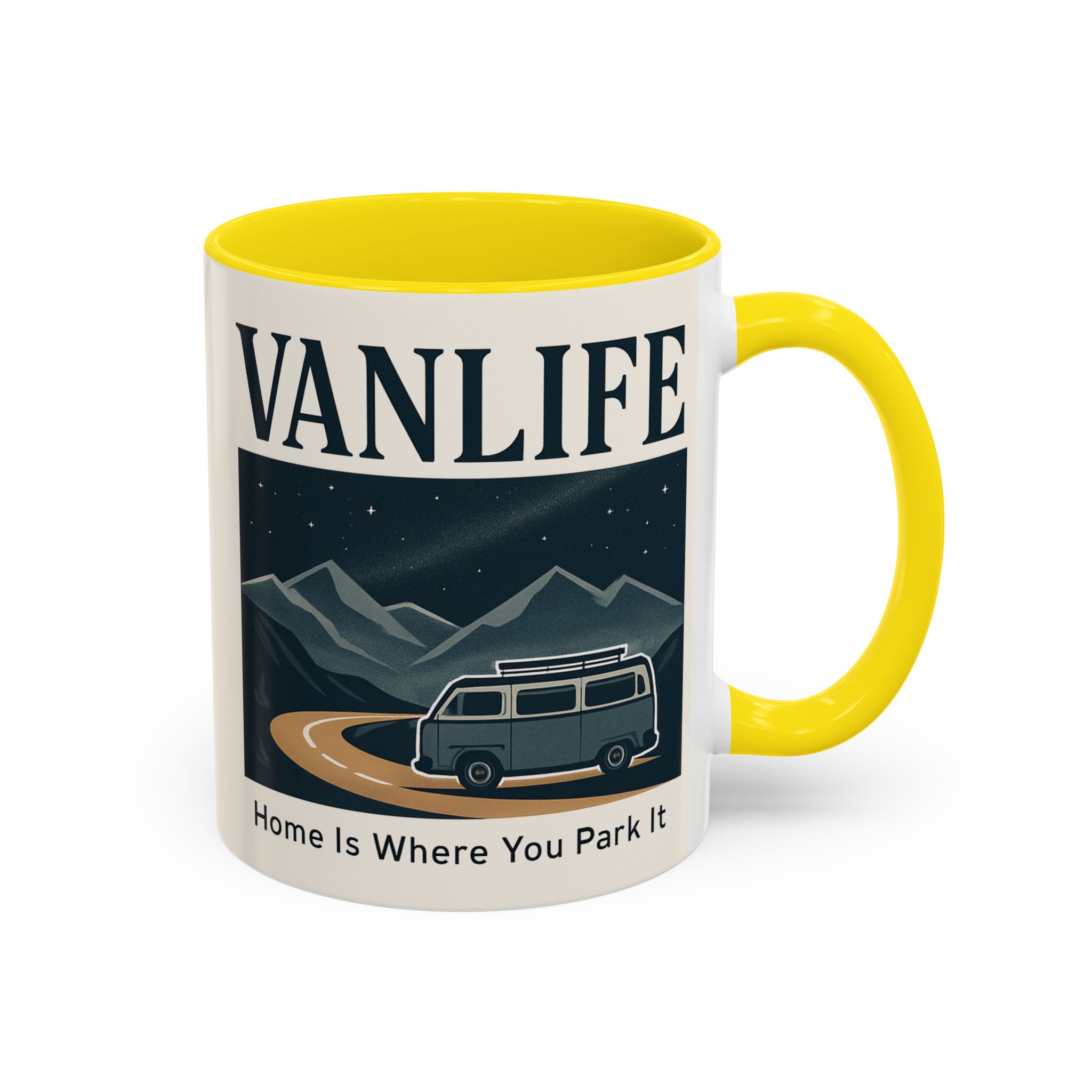 Coffee Mug — "Vanlife - Home Is Where You Park It" Accent Campervan Travel Mug