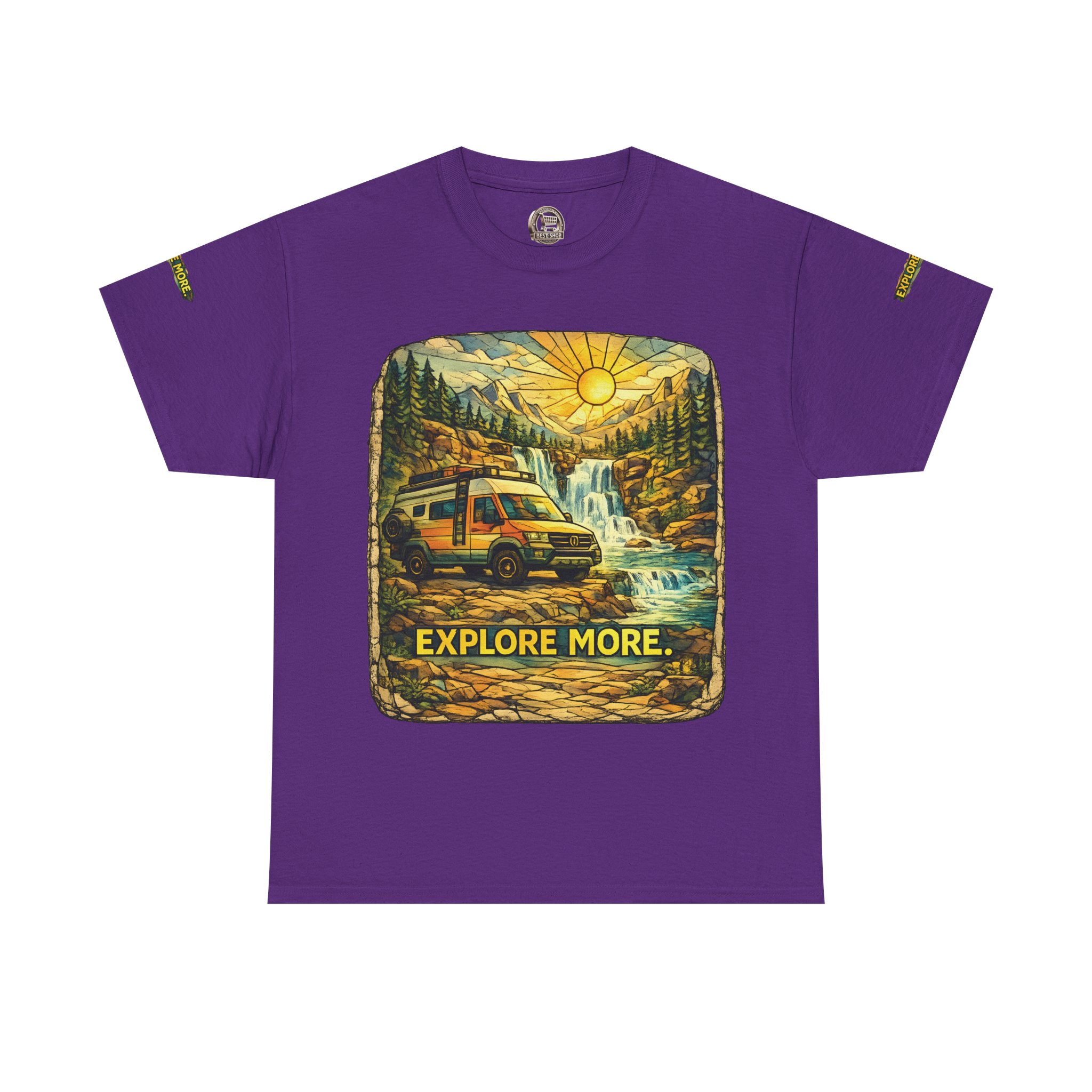 Unisex Heavy Cotton Tee — "Explore More" Design Cubic-Line