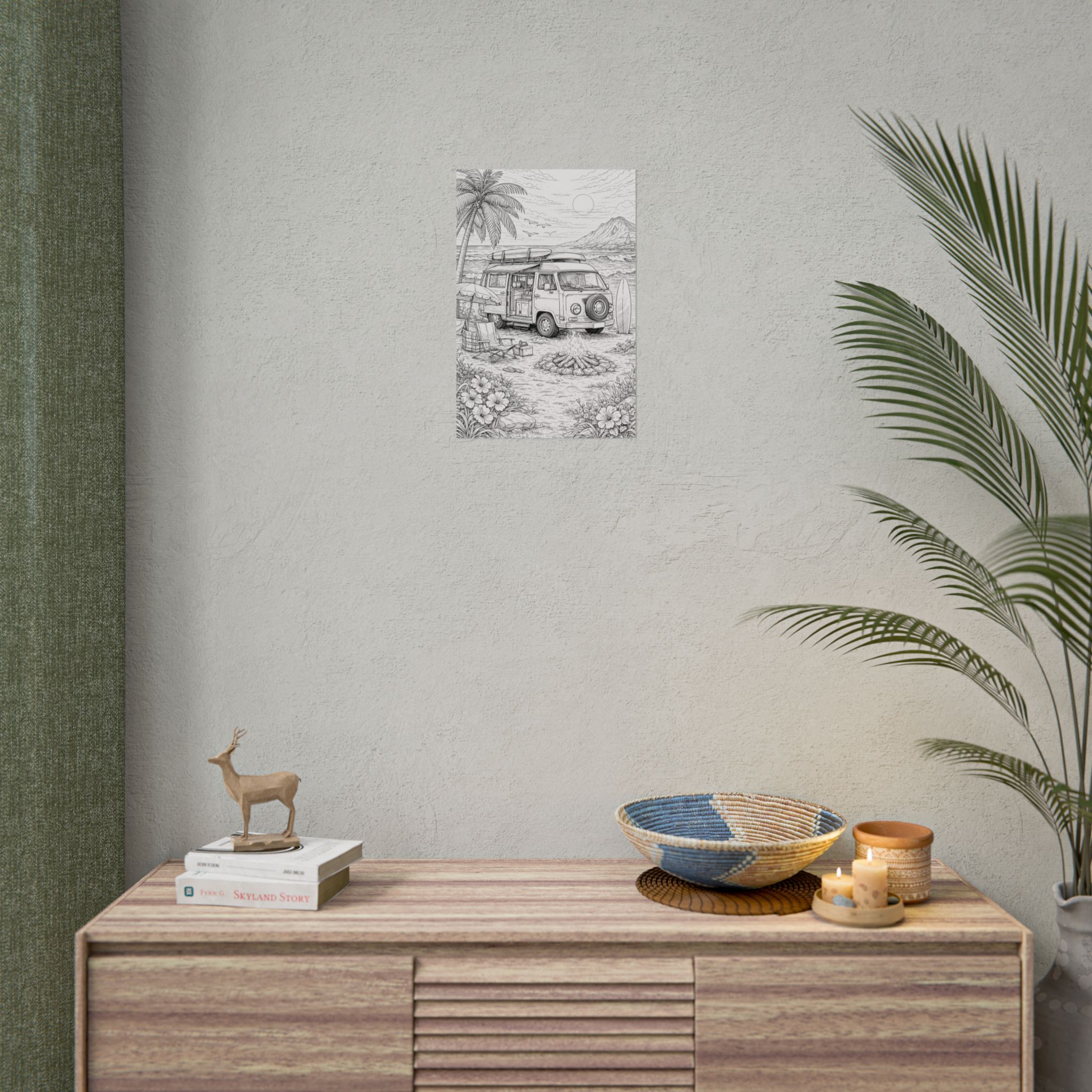 Campervan Poster — Vintage RV Camping Landscape Wall Art