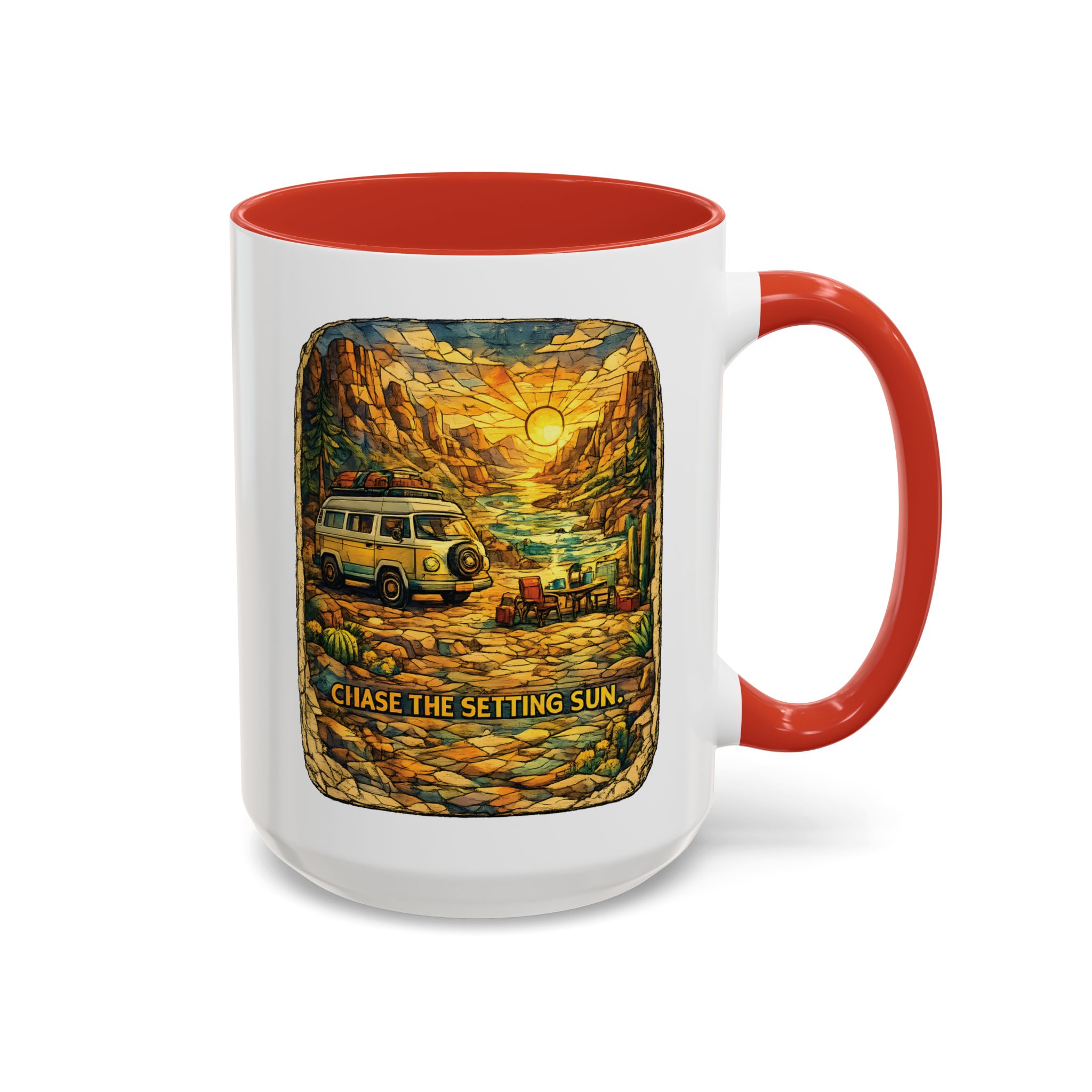 9444168017774556726_2048.jpeg Accent Coffee Mug (11, 15oz) — "Chase The Settings Sun" Design Cubic-Line