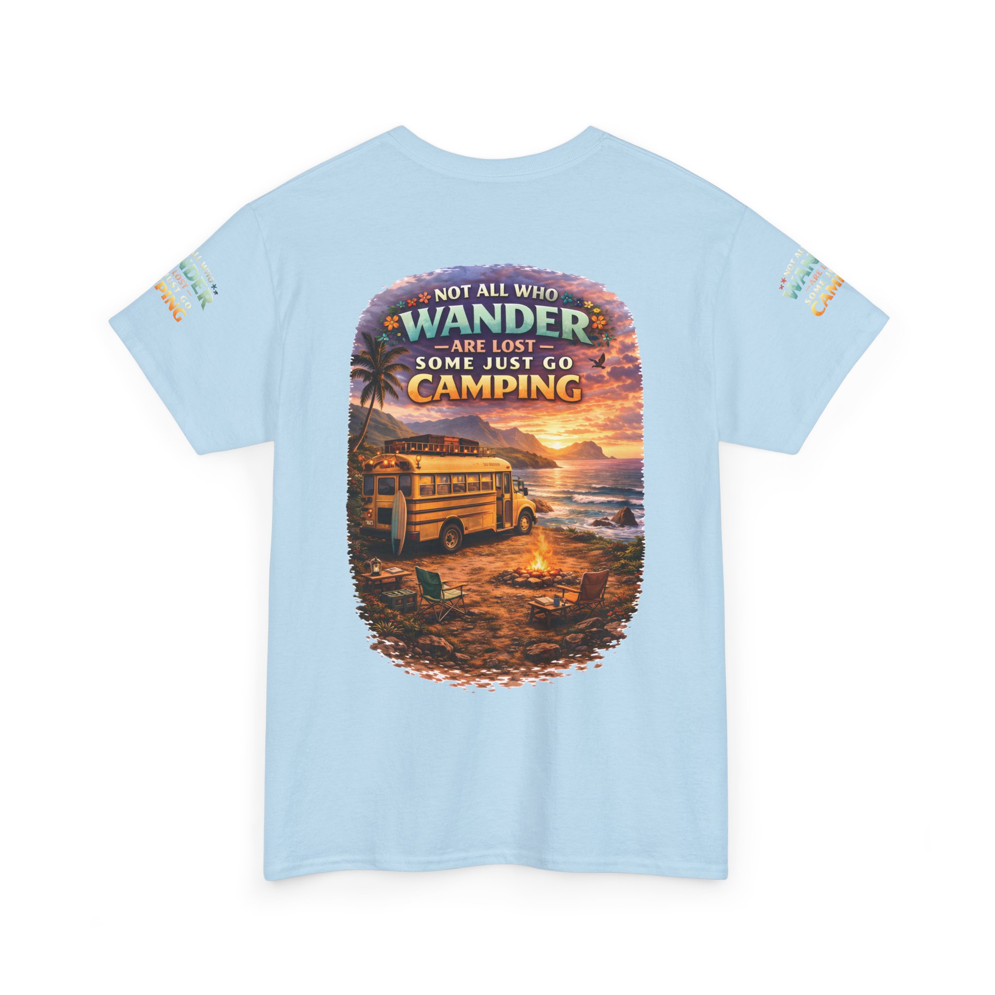 Unisex Heavy Cotton Tee — "Not All Who Wander Are Lost" Design Scenic-Line