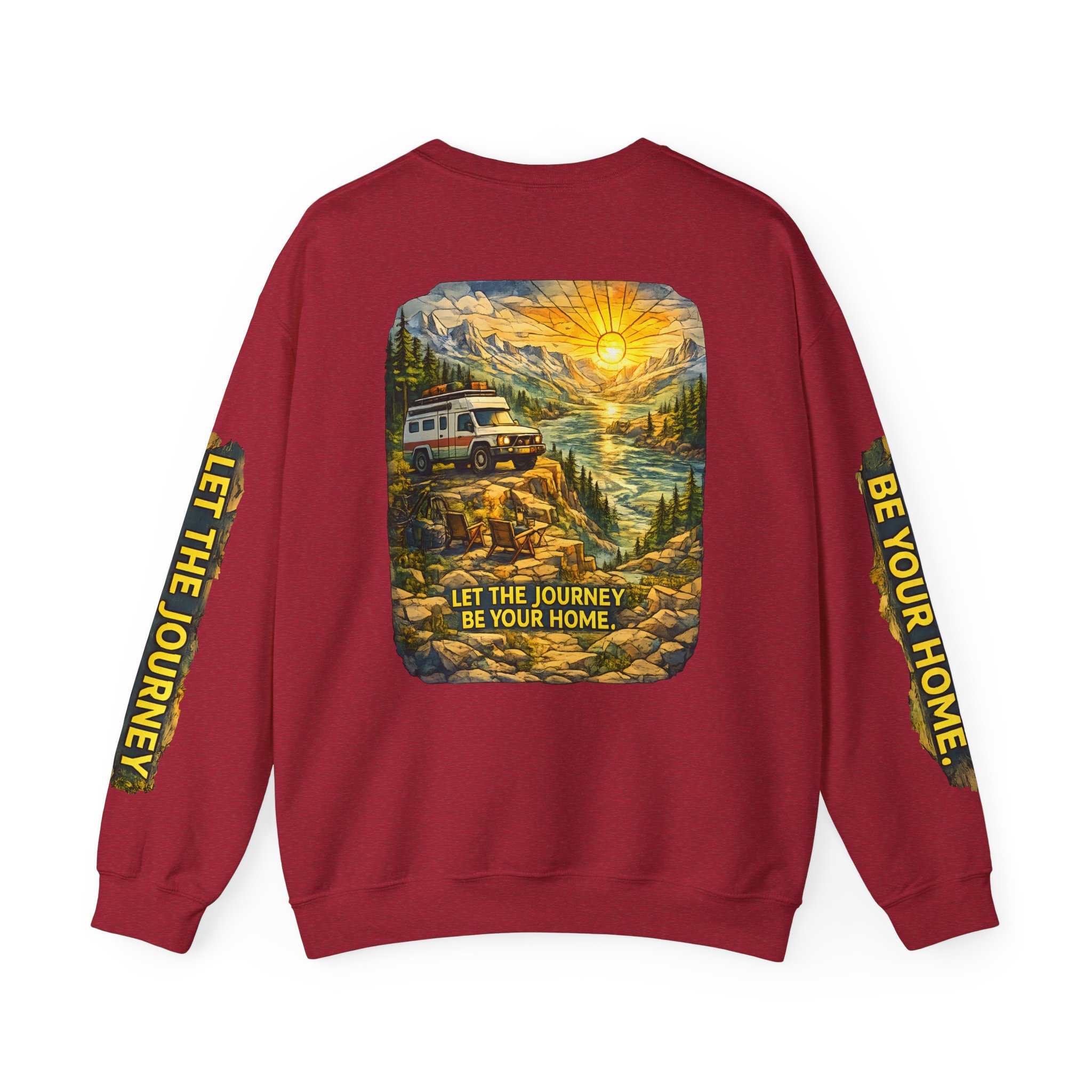 Unisex Heavy Blend™ Crewneck Sweatshirt — "Let The Journey Be Your Home" Design Cubic-Line