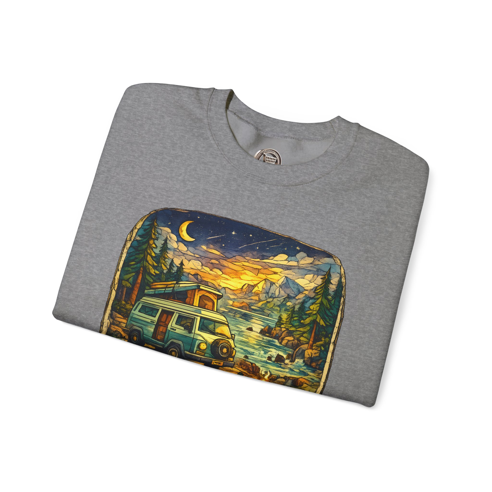 Unisex Heavy Blend™ Crewneck Sweatshirt — "Home Is Where You Park It" Design Cubic-Line