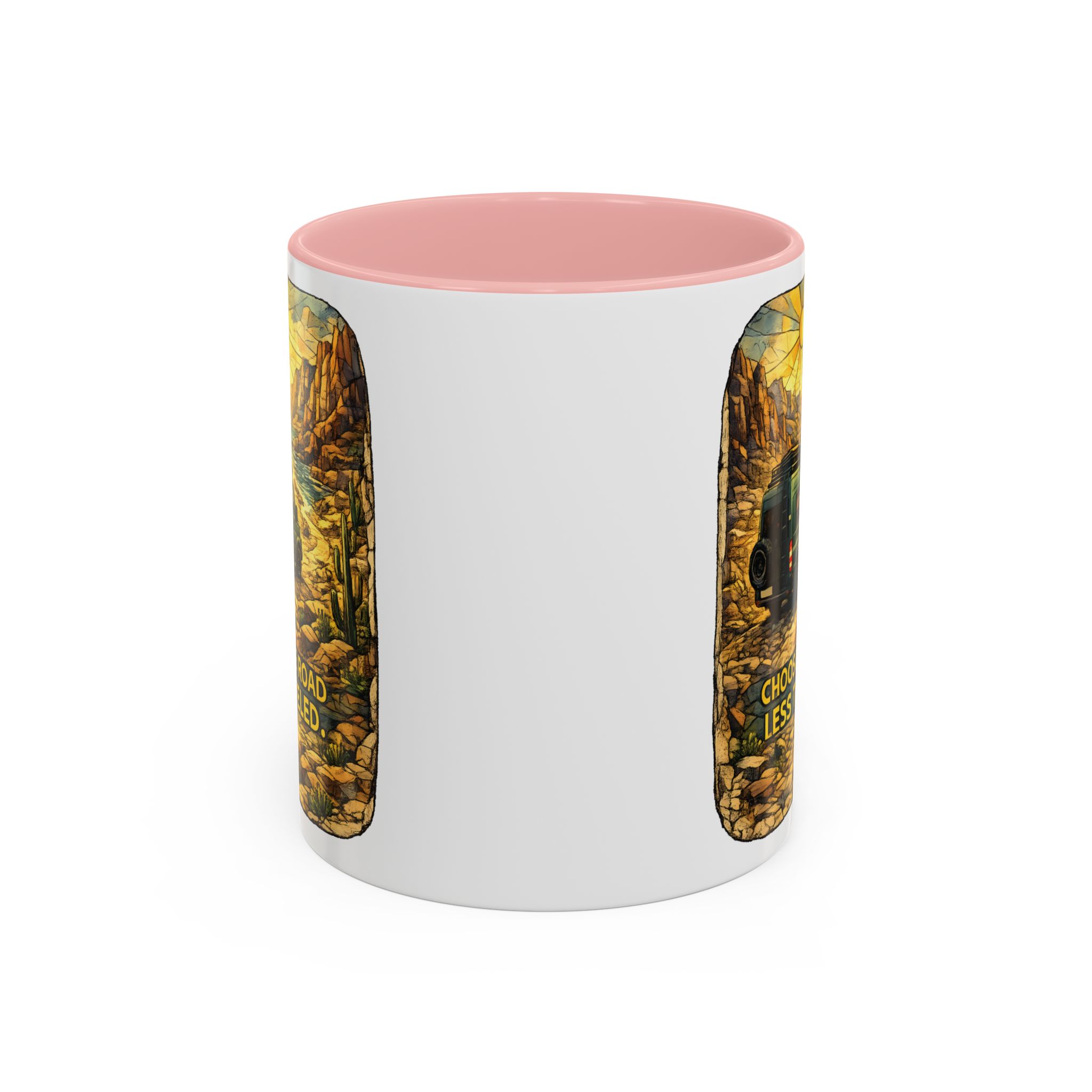 Accent Coffee Mug (11, 15oz) — "Choose The Road Less Traveled" Design Cubic-Line