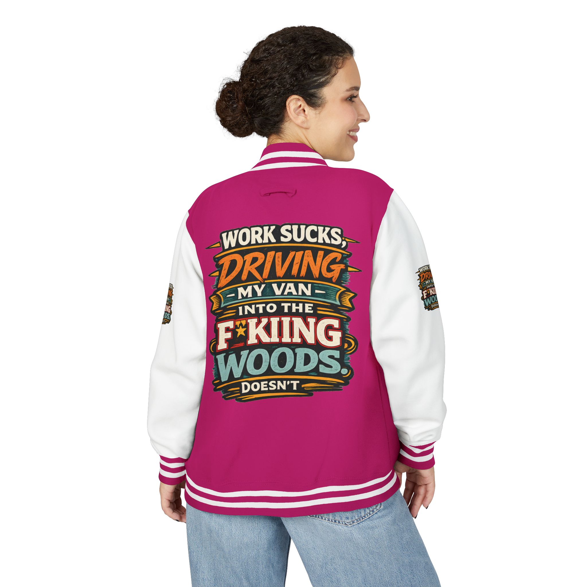 Unisex Heavyweight Letterman Jacket — "Work Sucks" Design F**K-Line