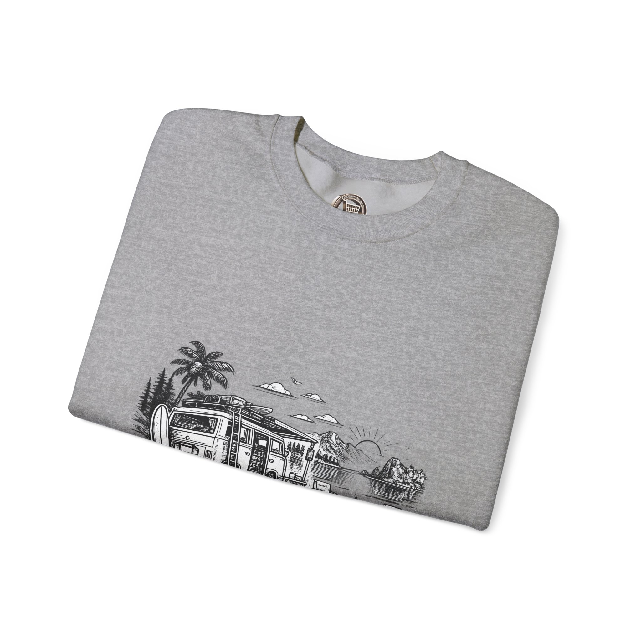 Unisex Heavy Blend™ Crewneck Sweatshirt — "Home Is Where You Park It" Design Minimal-Line