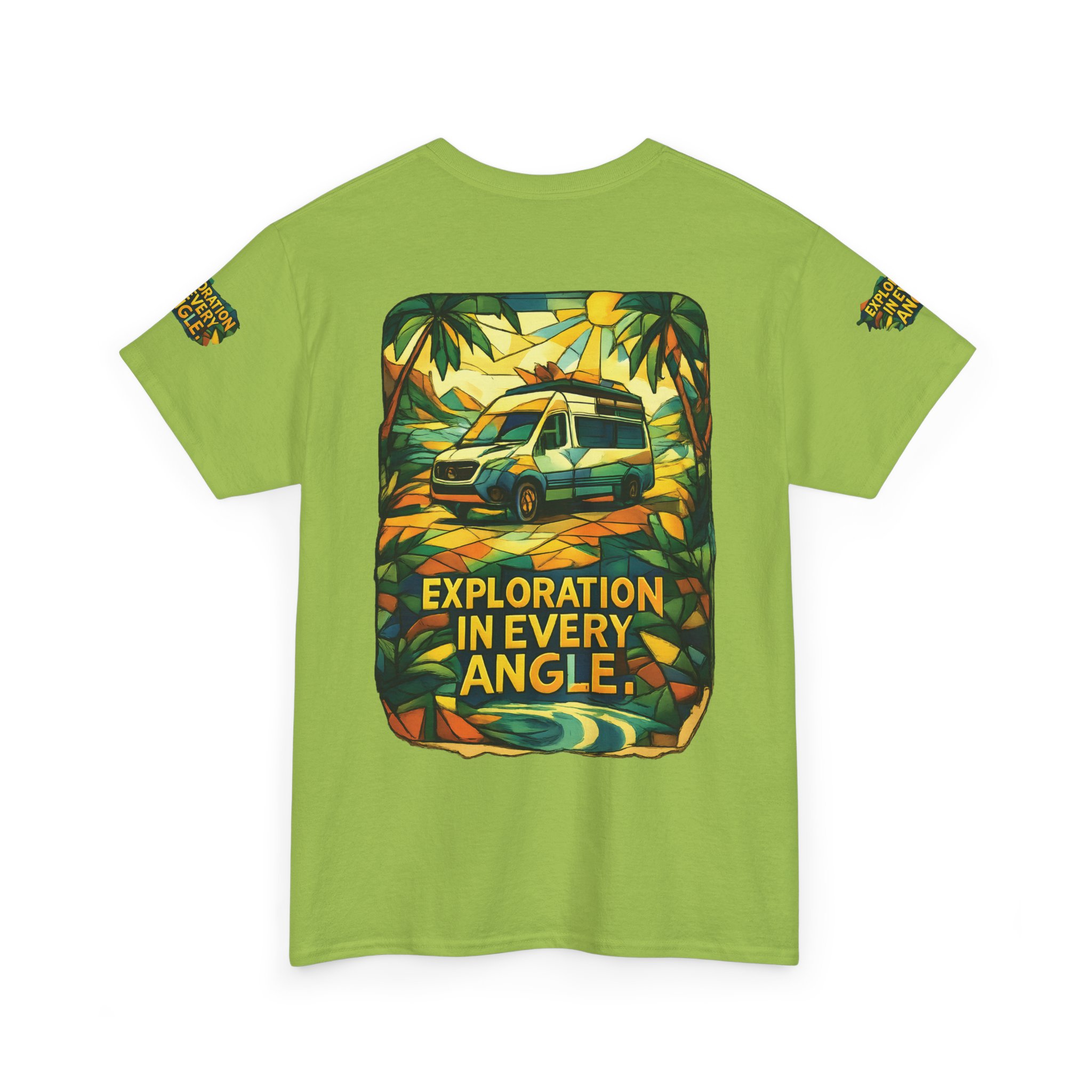Unisex Heavy Cotton Tee — "Exploration In Every Angle" Design Cubic-Line