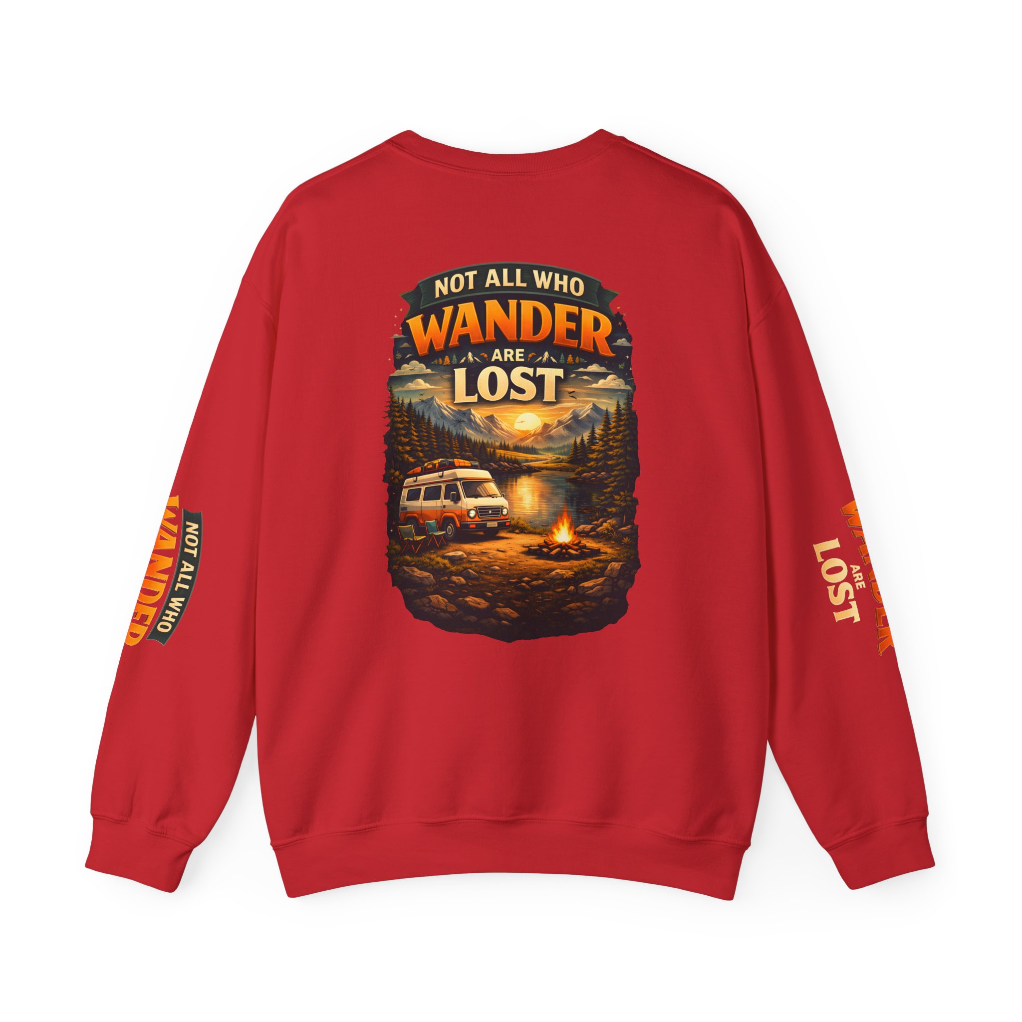 Unisex Heavy Blend™ Crewneck Sweatshirt — "Not All Who Wander Are Lost" Design Scenic-Line