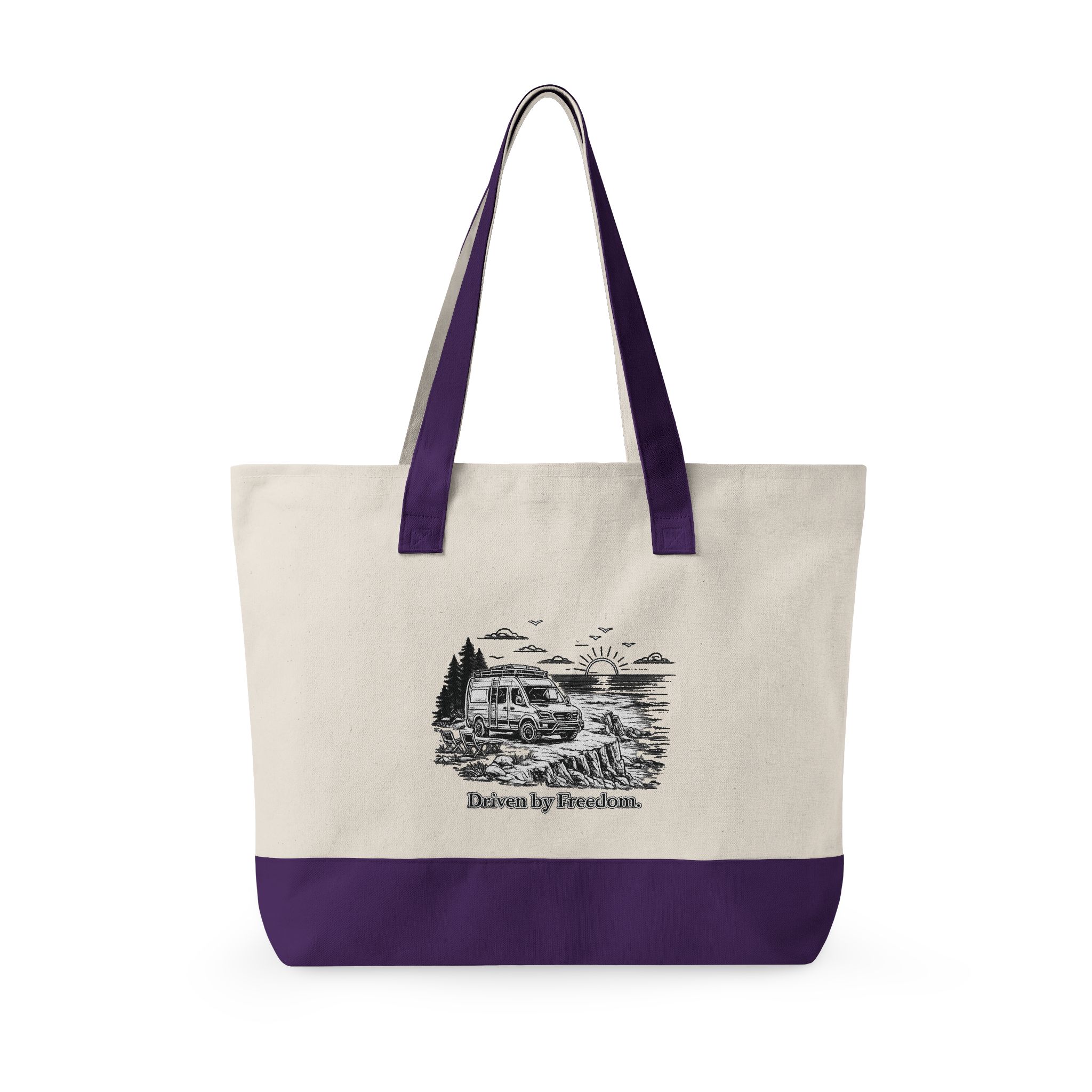 Zippered Canvas Tote — "Drive By Freedom" (Design Minimal-Line)