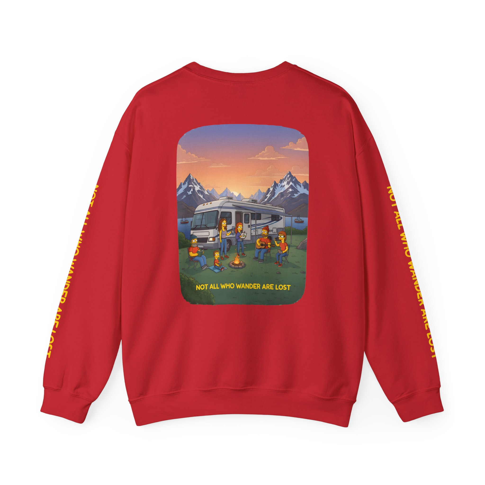 Unisex Heavy Blend™ Crewneck Sweatshirt — "Not All Who Wander Are Lost" Design Sitcom-Line