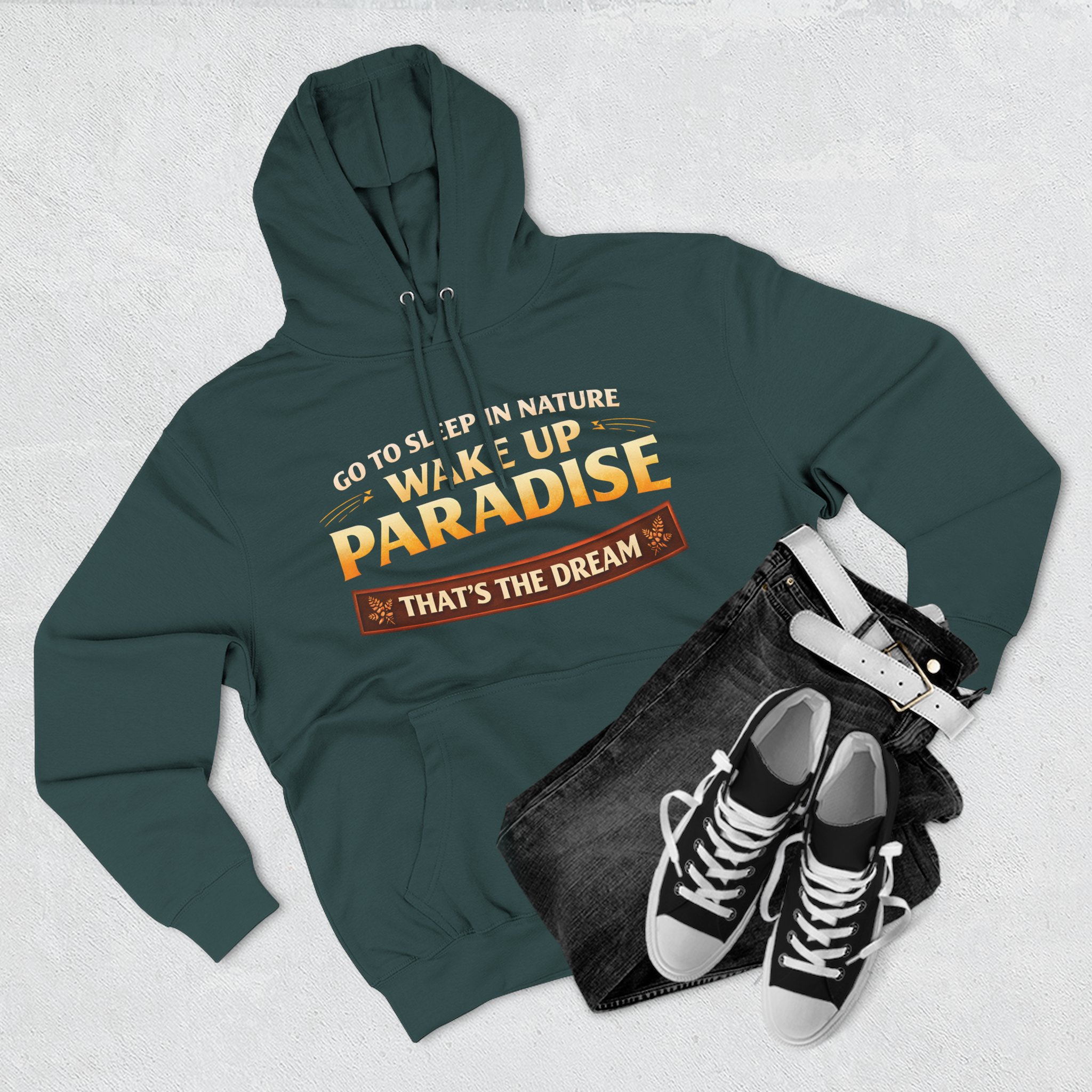 Three-Panel Fleece Hoodie - "Go To Sleep In Nature " Design Scenic-Line