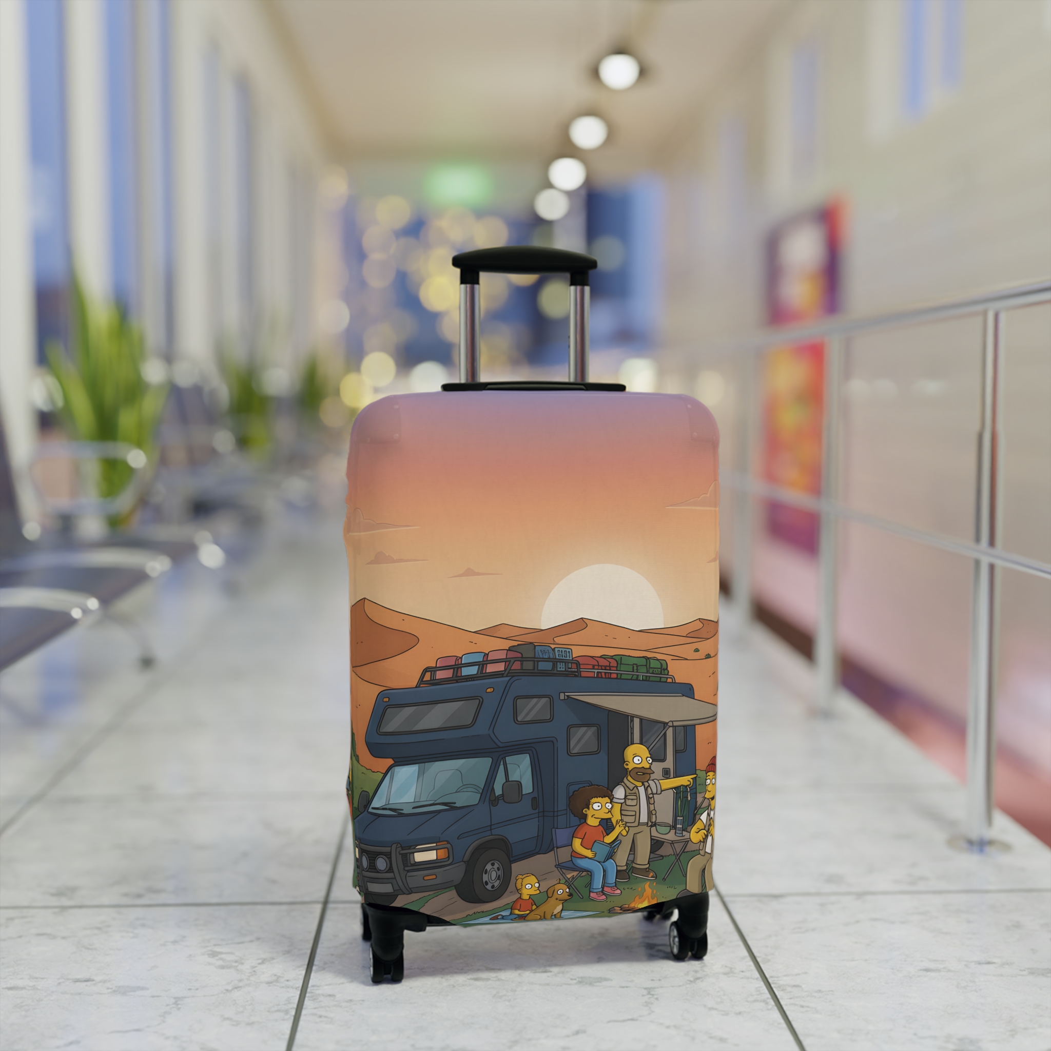 Luggage Cover — Adventure Camper Sketch Travel Suitcase(Design Sitcom-Line)