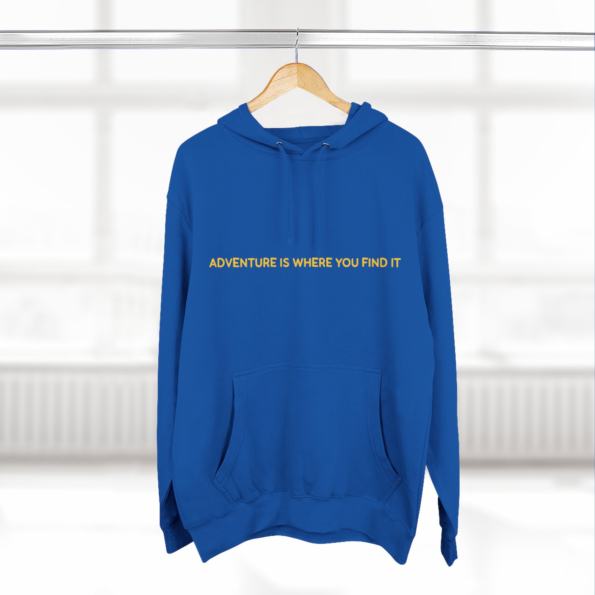 Three-Panel Fleece Hoodie - "Adventure Is Where You Find It" Design Sitcom-Line