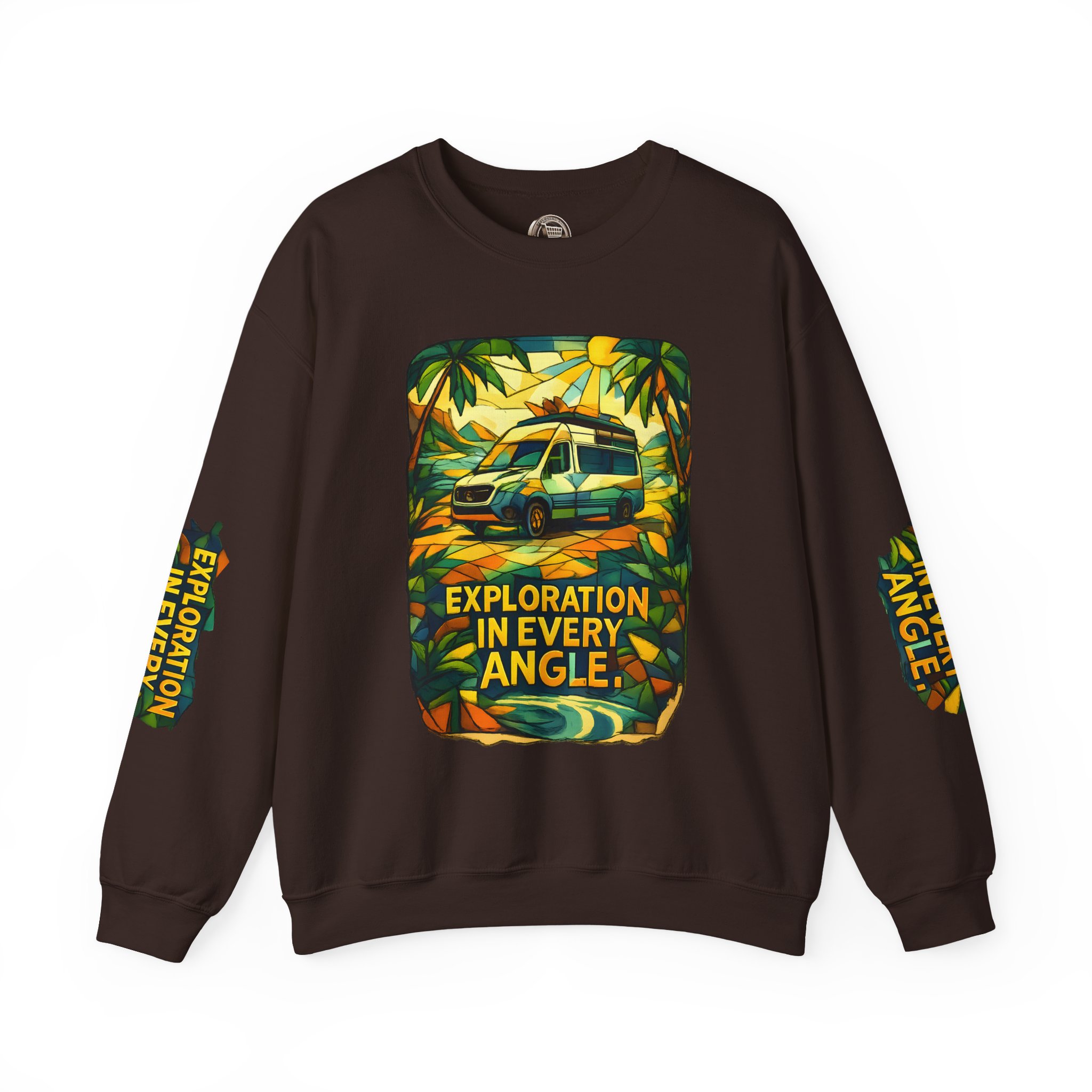 Unisex Heavy Blend™ Crewneck Sweatshirt — "Exploration In Every Angle" Design Cubic-Line