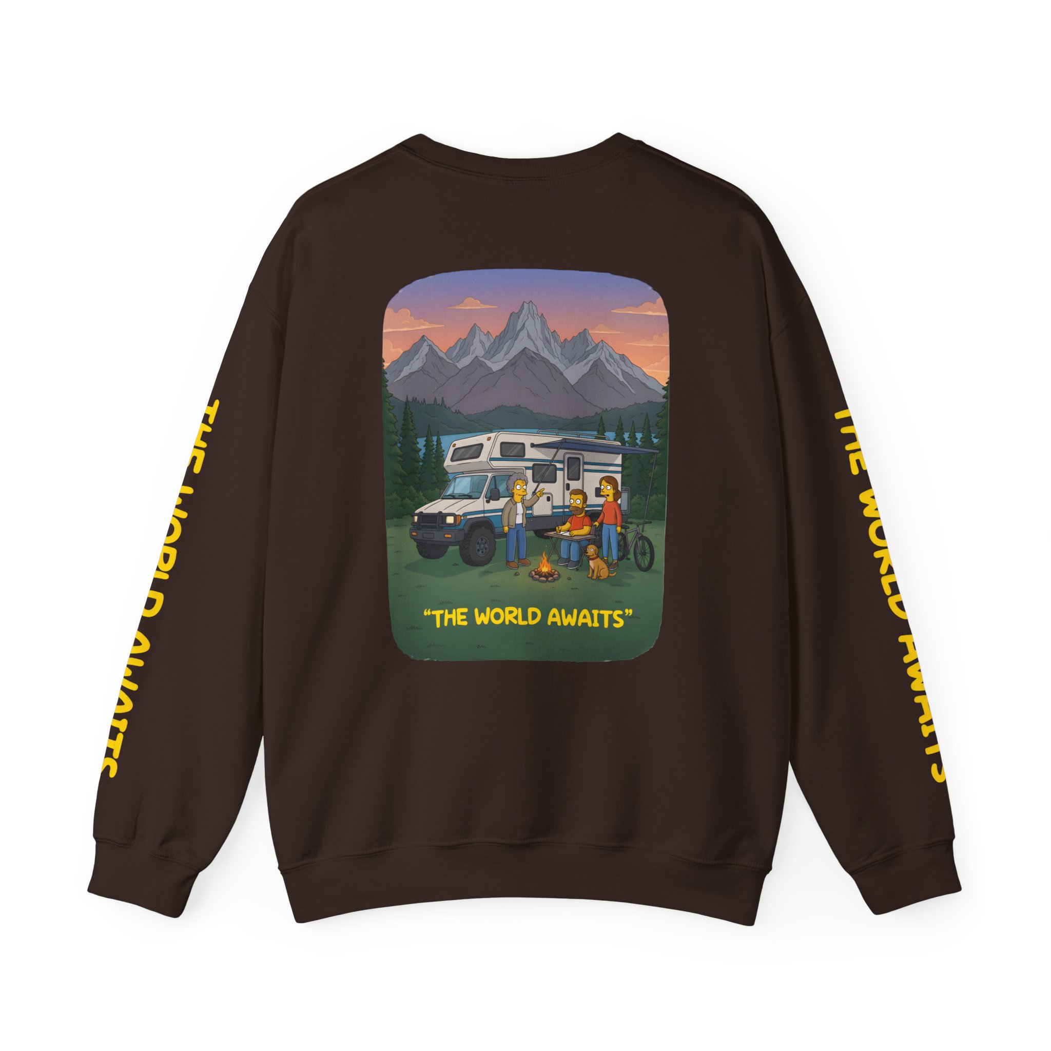 Unisex Heavy Blend™ Crewneck Sweatshirt — "The World Awaits" Design Sitcom-Line
