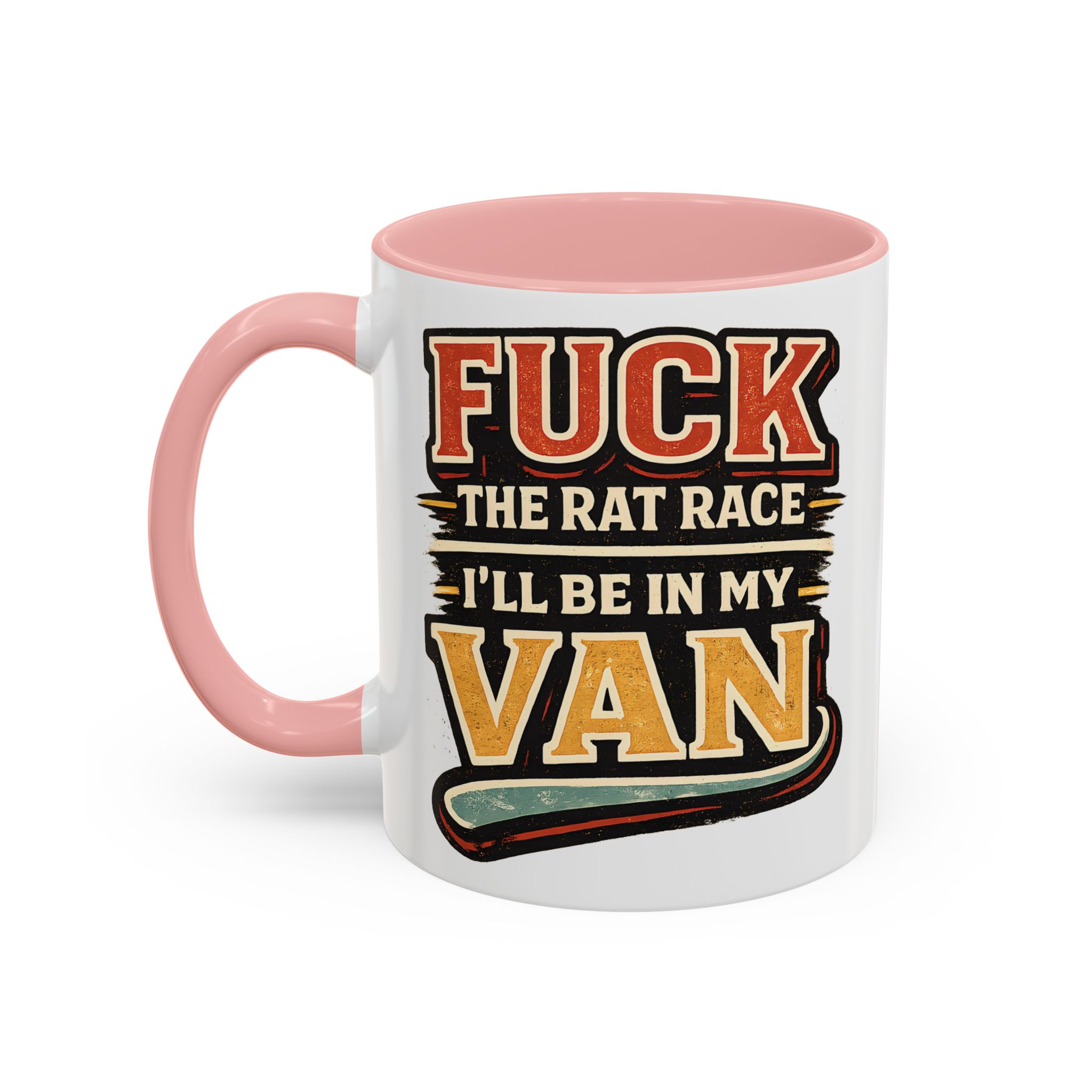 Accent Coffee Mug (11, 15oz) — "Fuck The Rat Race" Design F**K-Line