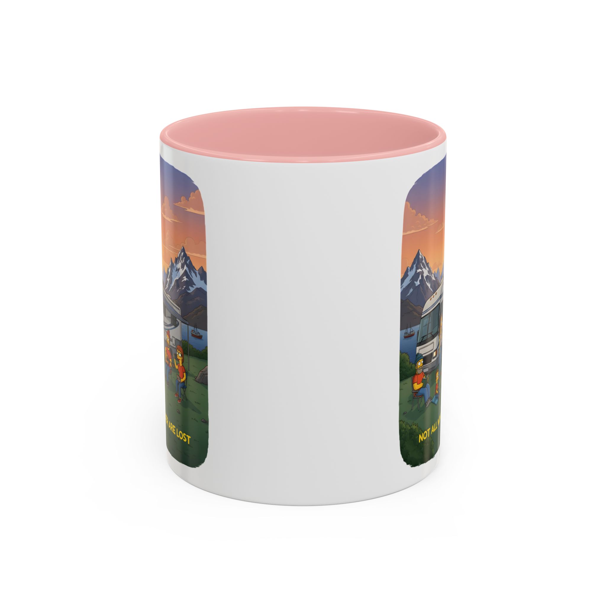 Accent Coffee Mug (11, 15oz) — "Not All Who Wander Are Lost" Design Sitcom-Line