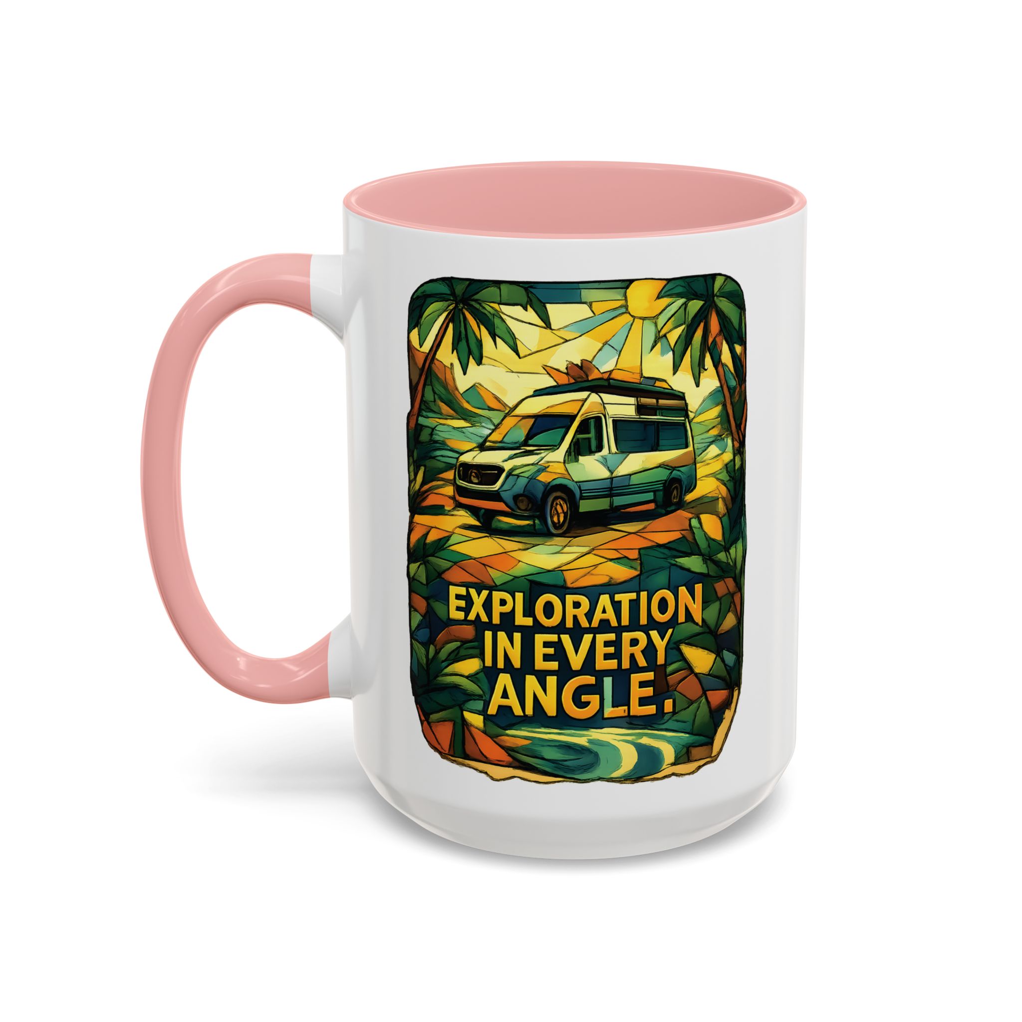 Accent Coffee Mug (11, 15oz) — "Exploration In Every Angle" Design Cubic-Line