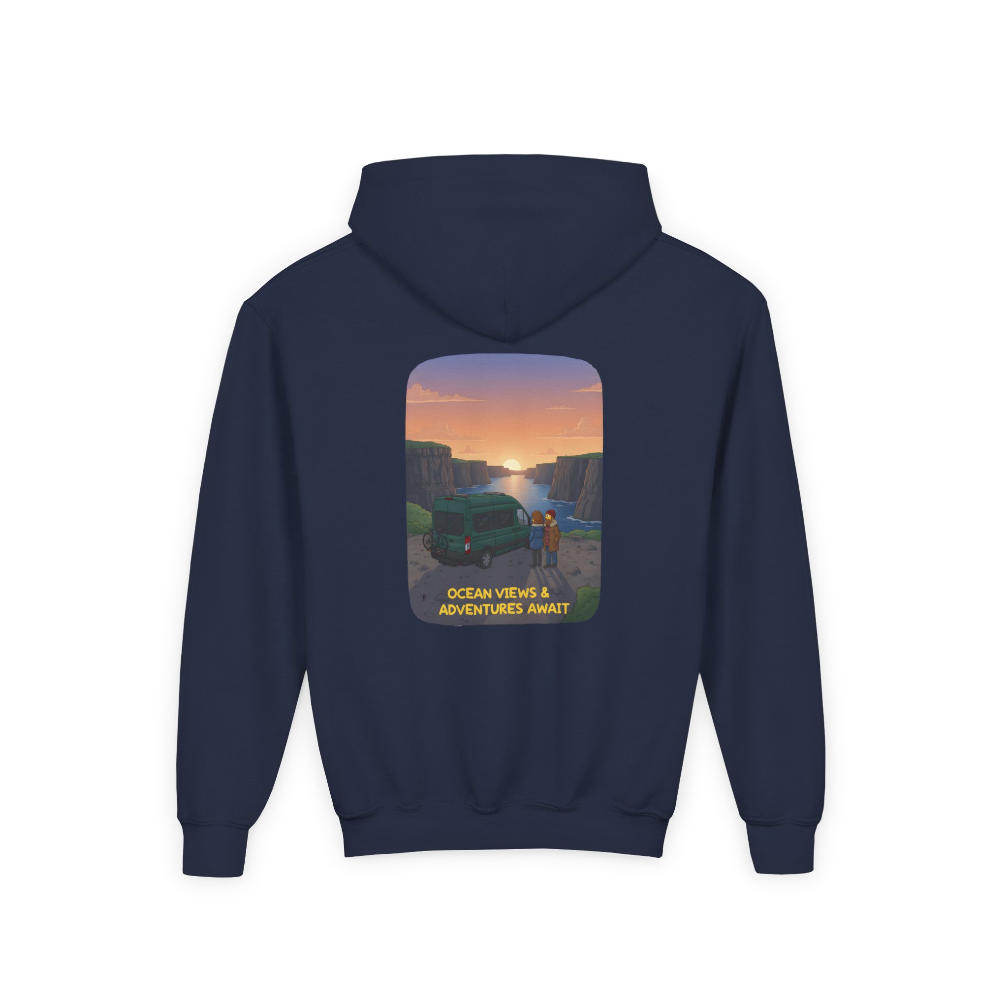 9507346348953696561_2048.jpeg Youth Hoodie(Gildan) – "Ocean Views-Adventures Awaits" (Design Sitcom-Line)