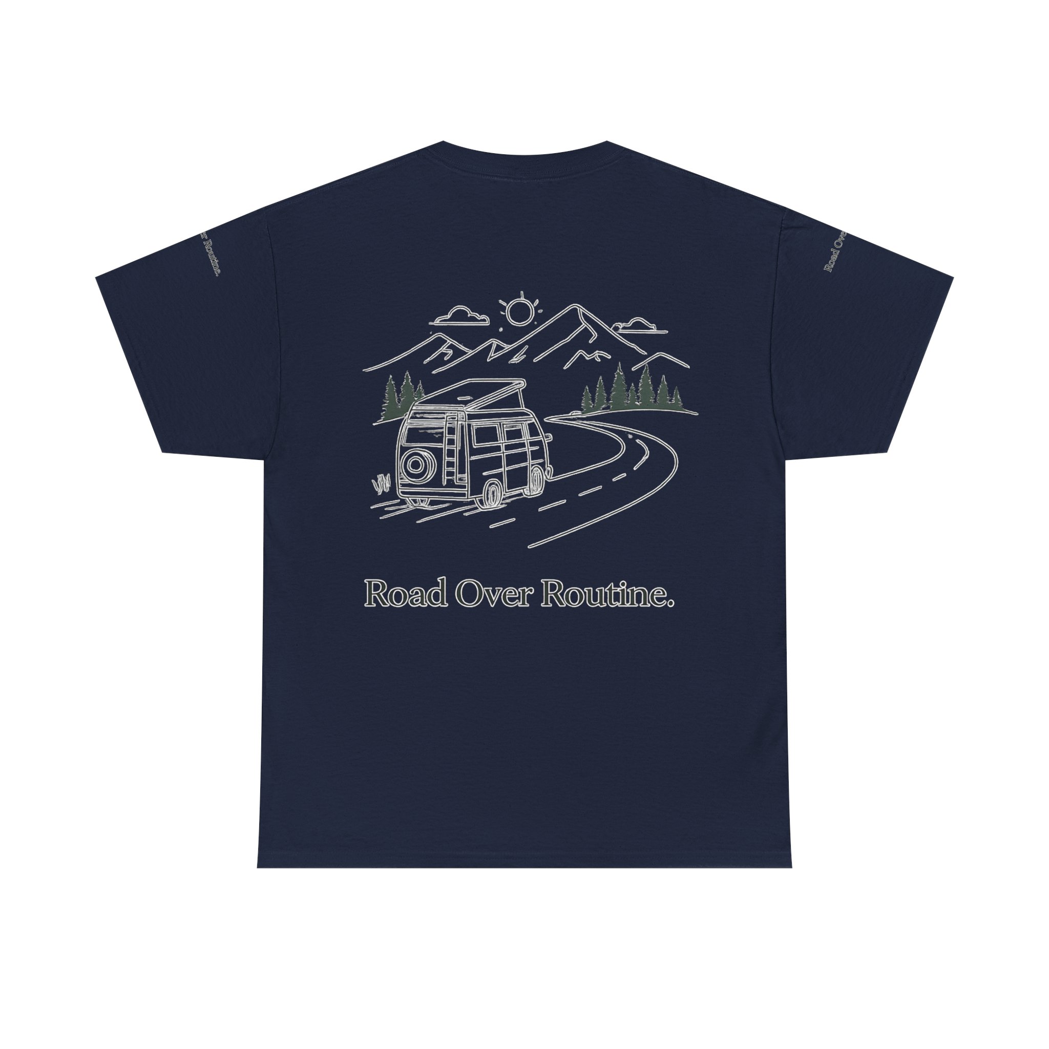 Unisex Heavy Cotton Tee — "Road Over Routine" Design Minimal-Line