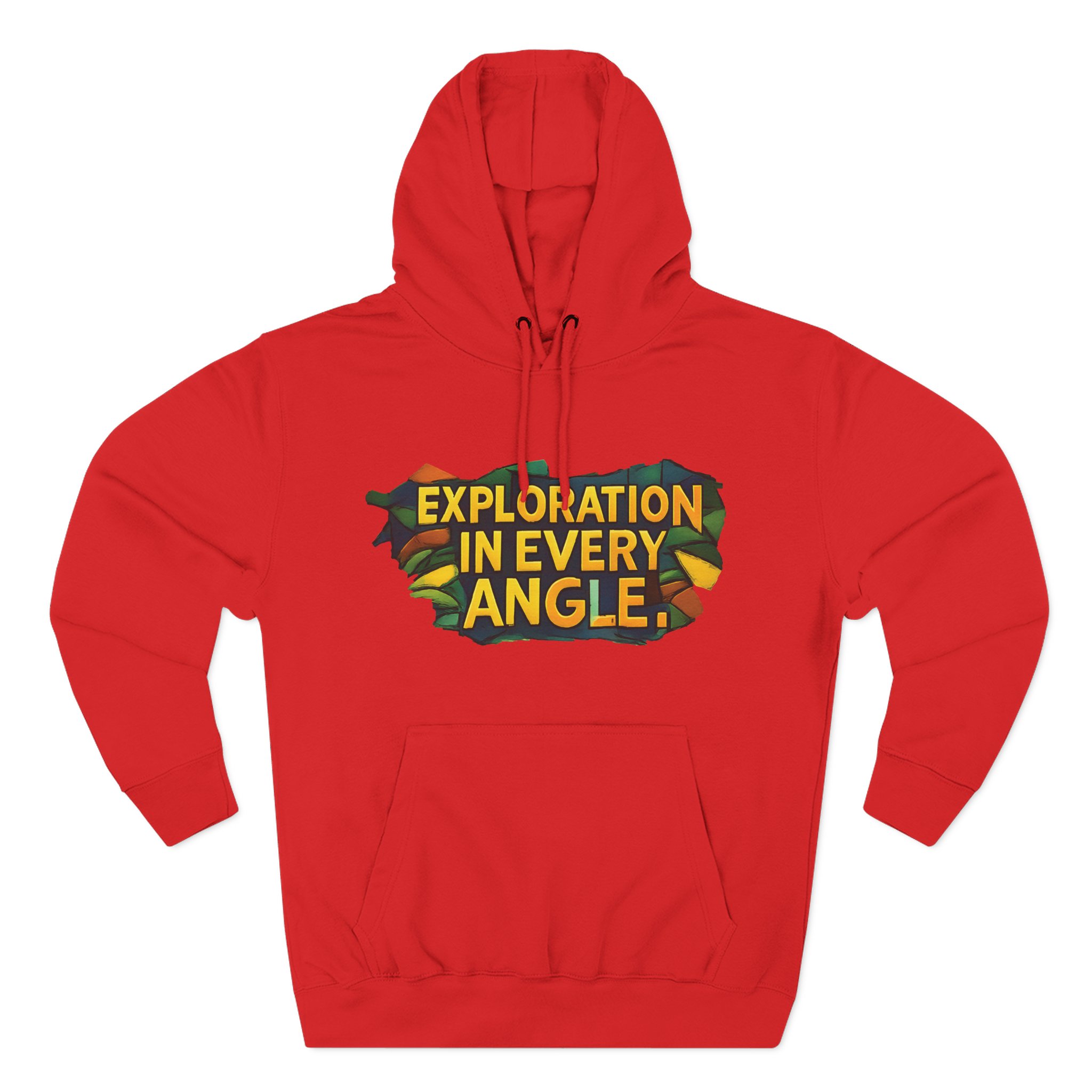 Three-Panel Fleece Hoodie - "Exploration In Every Angle" Design Cubic-Line