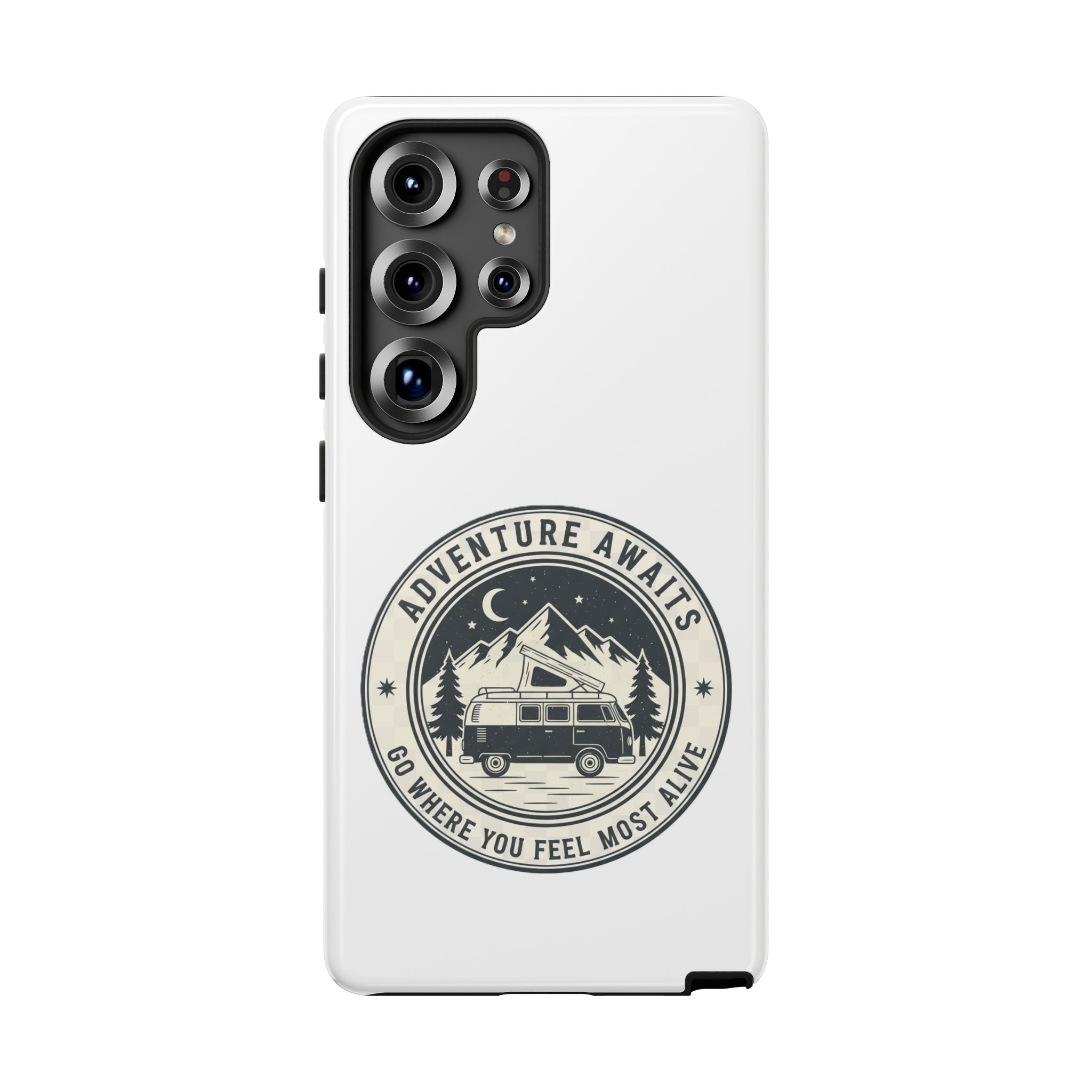 Phone Case — "Adventure Awaits-Go Where You Feel Most Alive" Camper Van Design