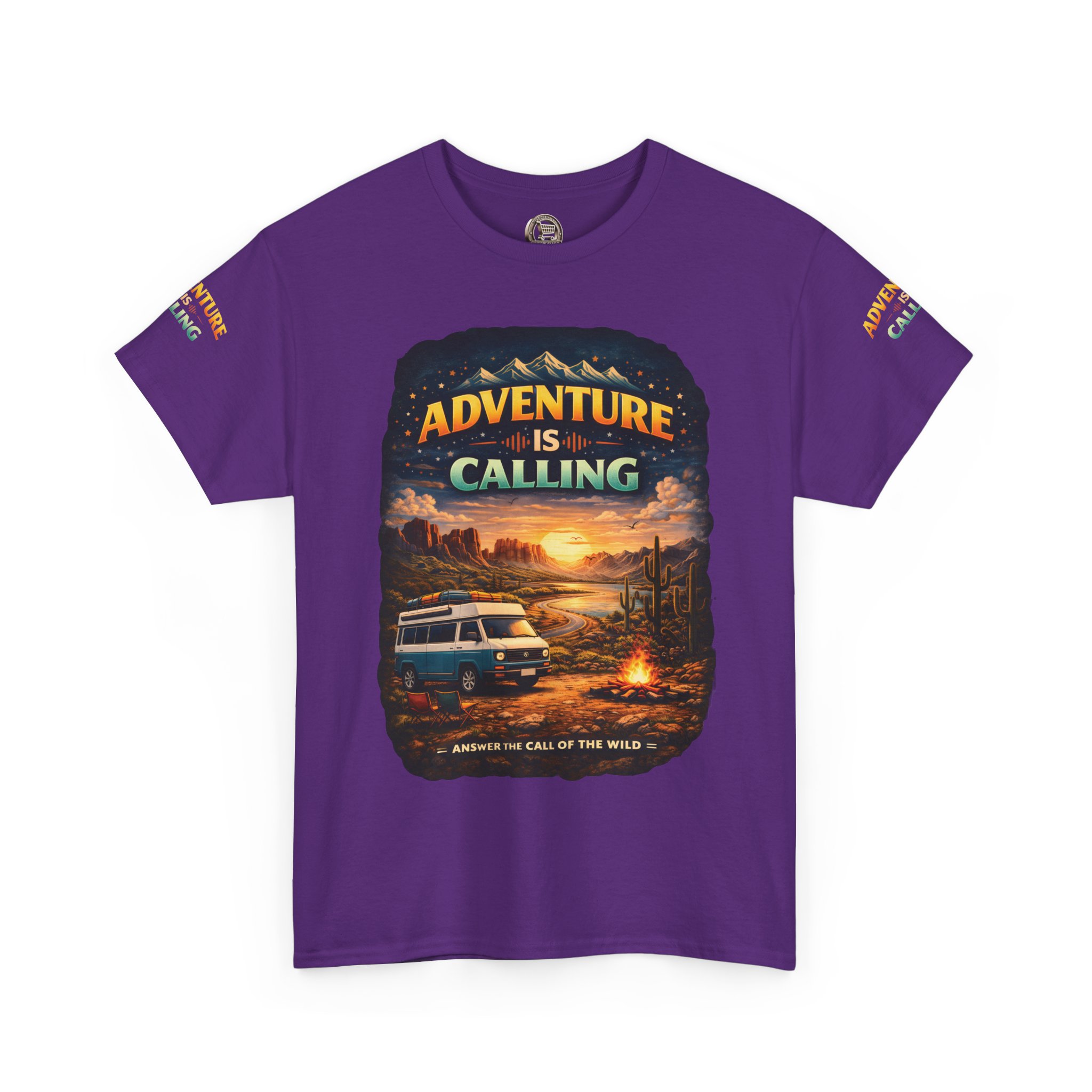 Unisex Heavy Cotton Tee — "Adventure Is Calling" Design Scenic-Line