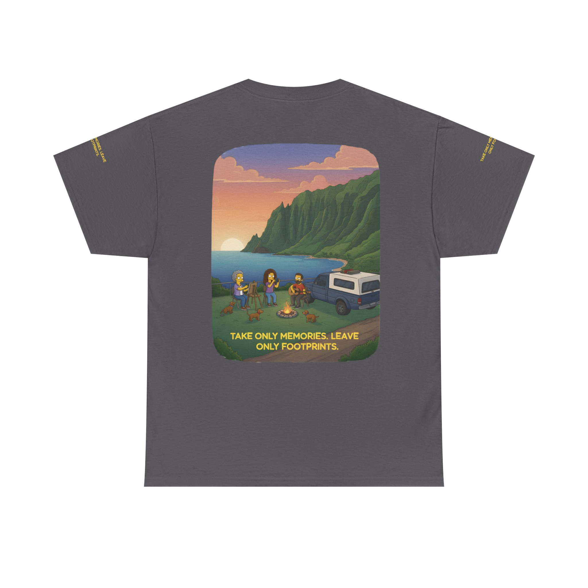 Unisex Heavy Cotton Tee — "Take Only Memories-Leave Only Footprints" Design Sitcom-Line