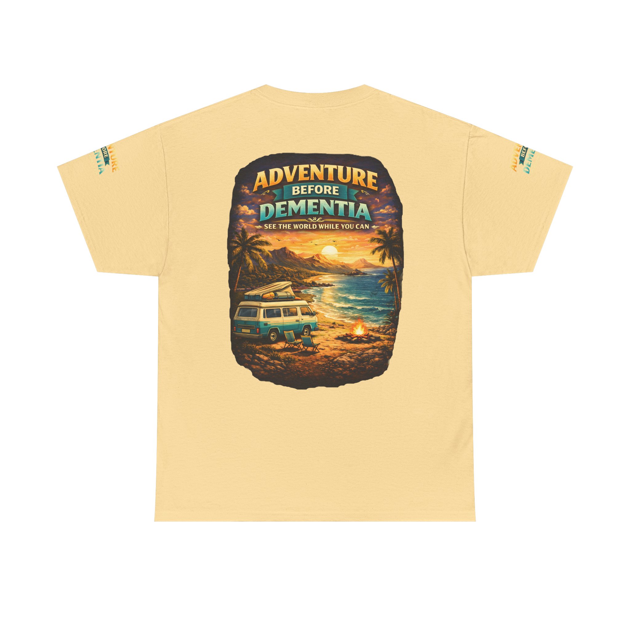 Unisex Heavy Cotton Tee — "Adventure Before Dementia" Design Scenic-Line