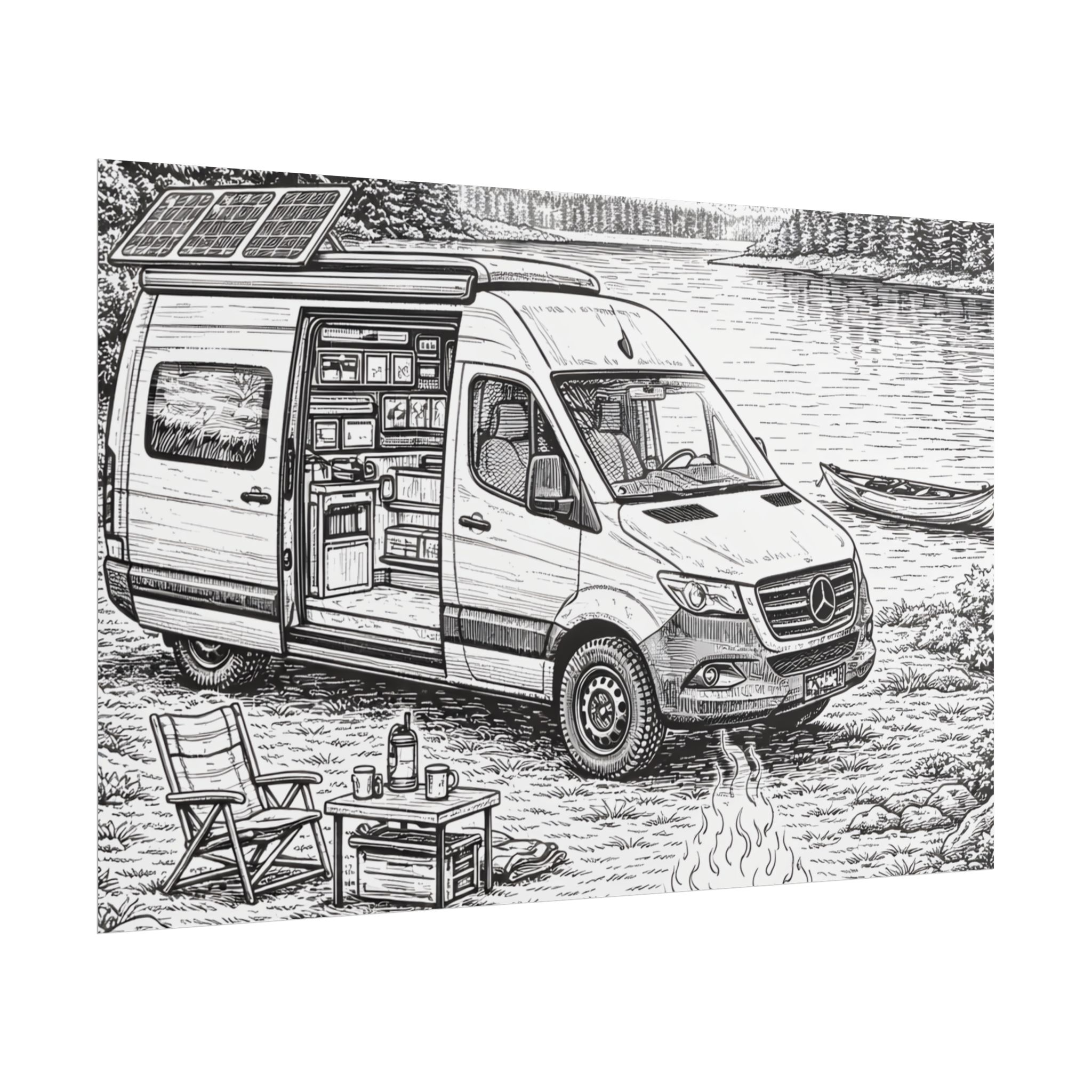 Campervan Poster — Vintage RV Camping Landscape Wall Art