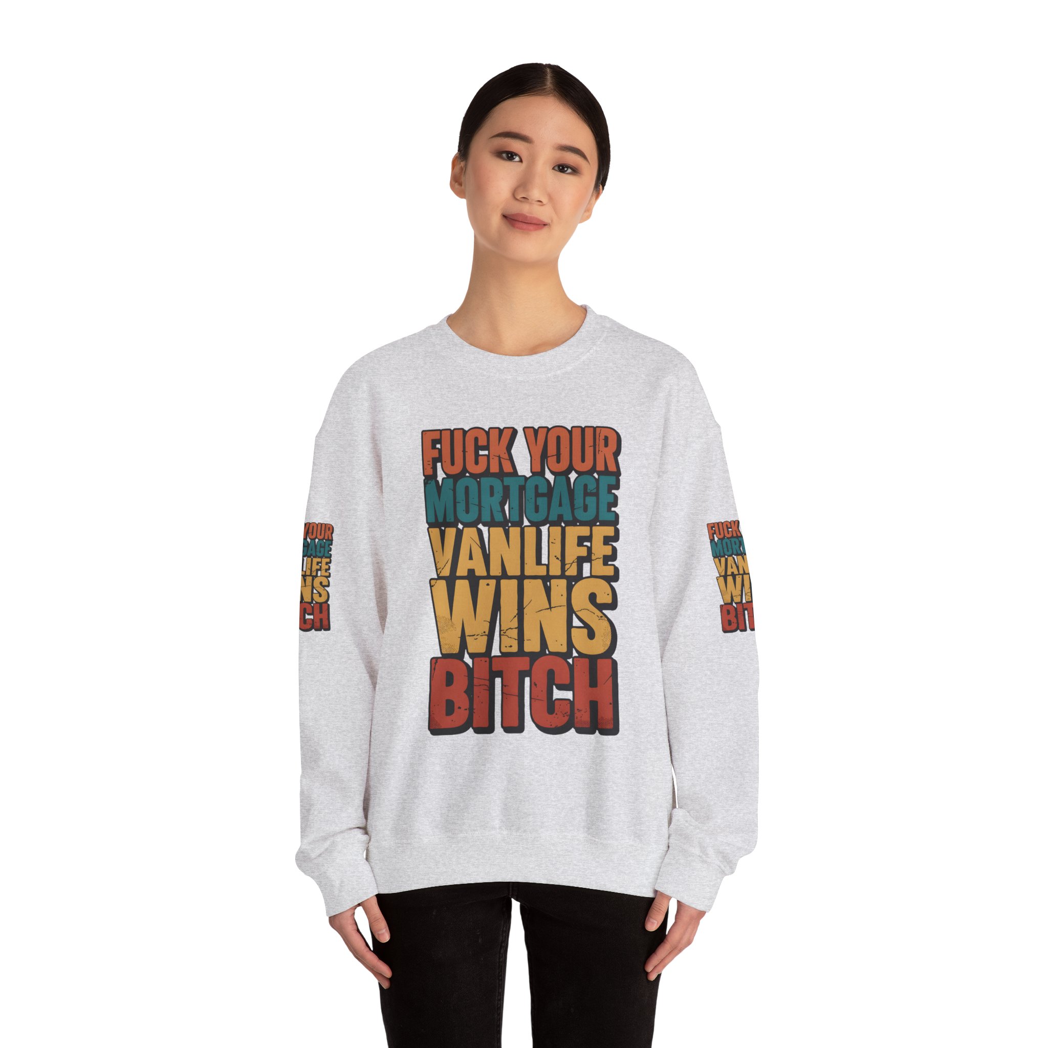 Unisex Heavy Blend™ Crewneck Sweatshirt — "Fuck Your Mortgage" Design F**K-Line