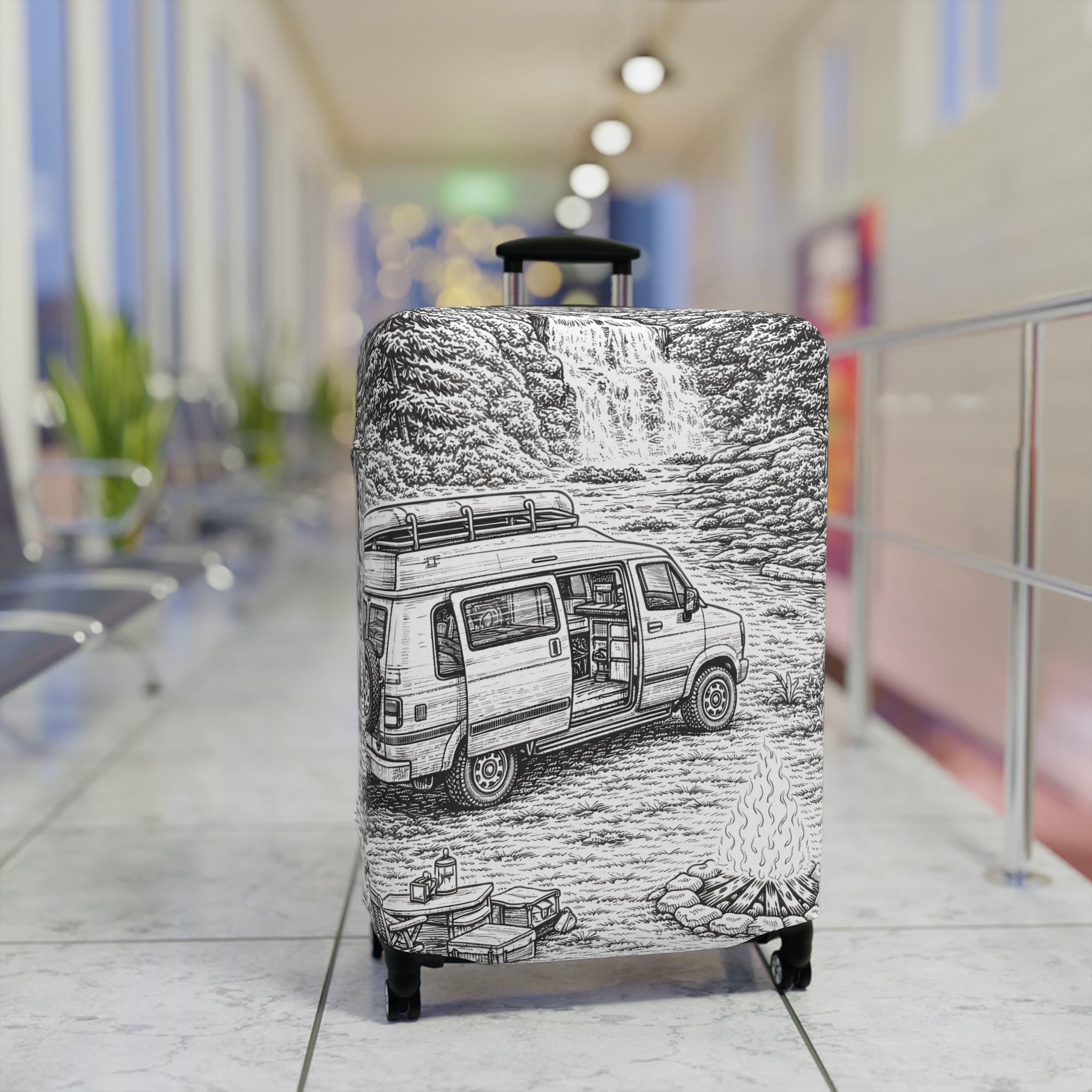 9560186918664056368_2048.jpeg Luggage Cover — Adventure Camper Sketch Travel Suitcase