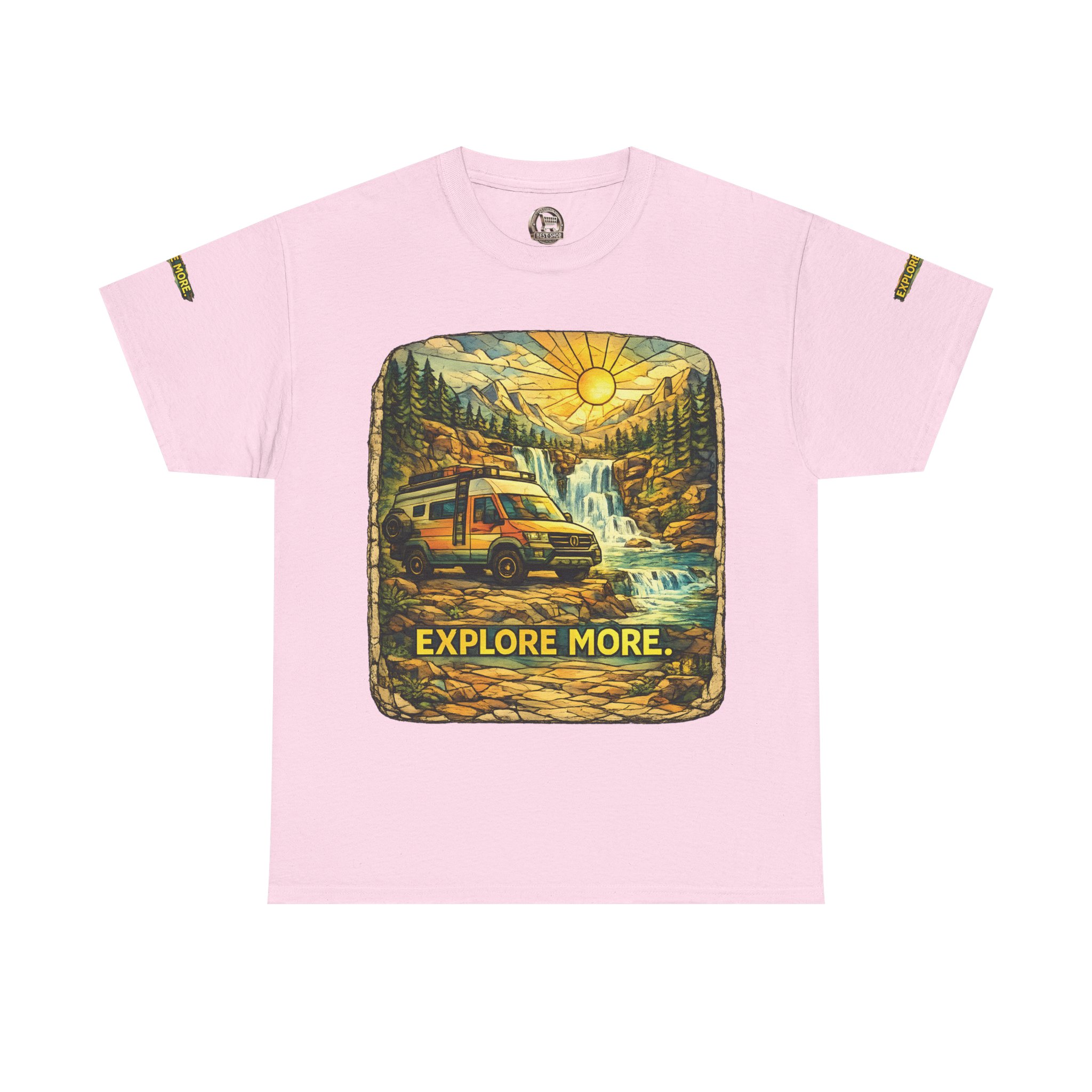 Unisex Heavy Cotton Tee — "Explore More" Design Cubic-Line