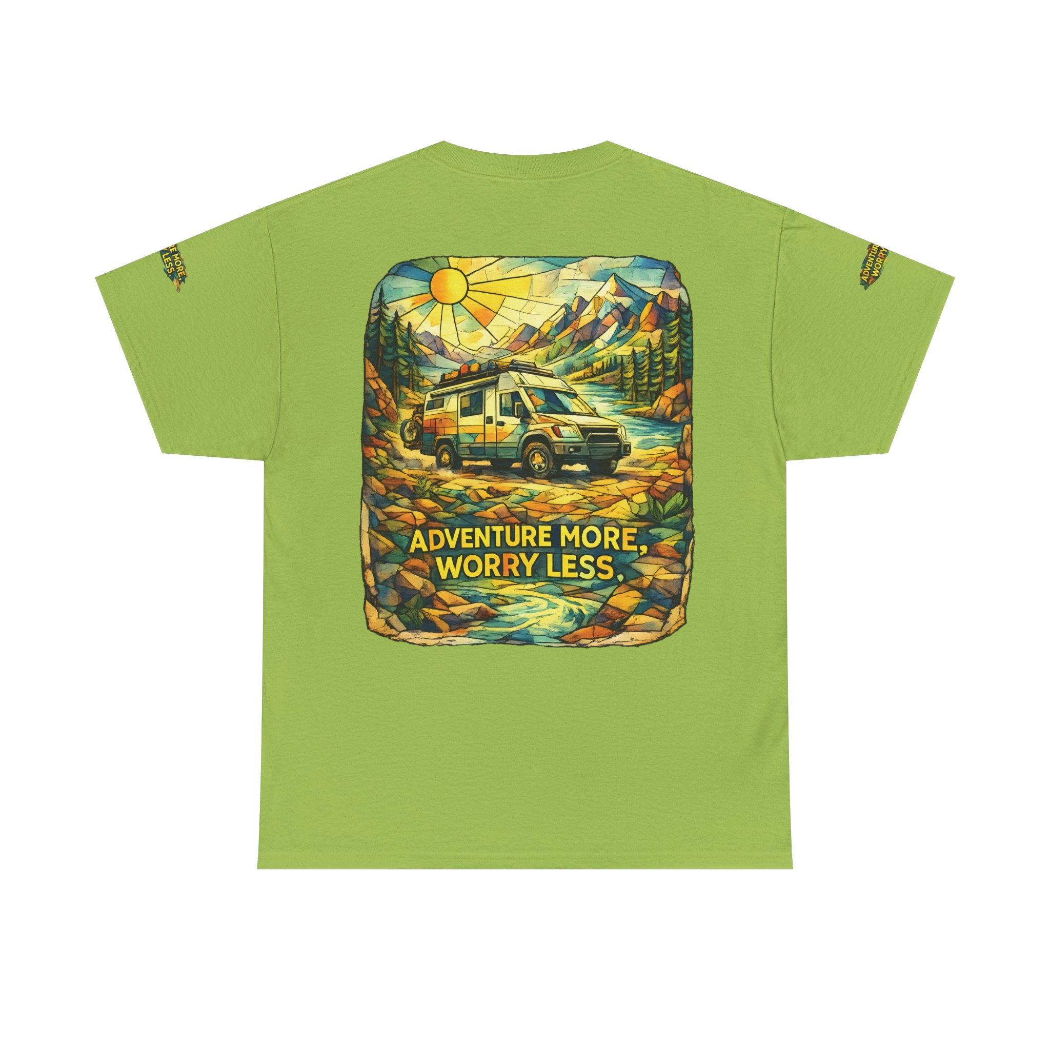 9561625909647700606_2048.jpeg Unisex Heavy Cotton Tee — "Adventure More Worry Less" Design Cubic-Line