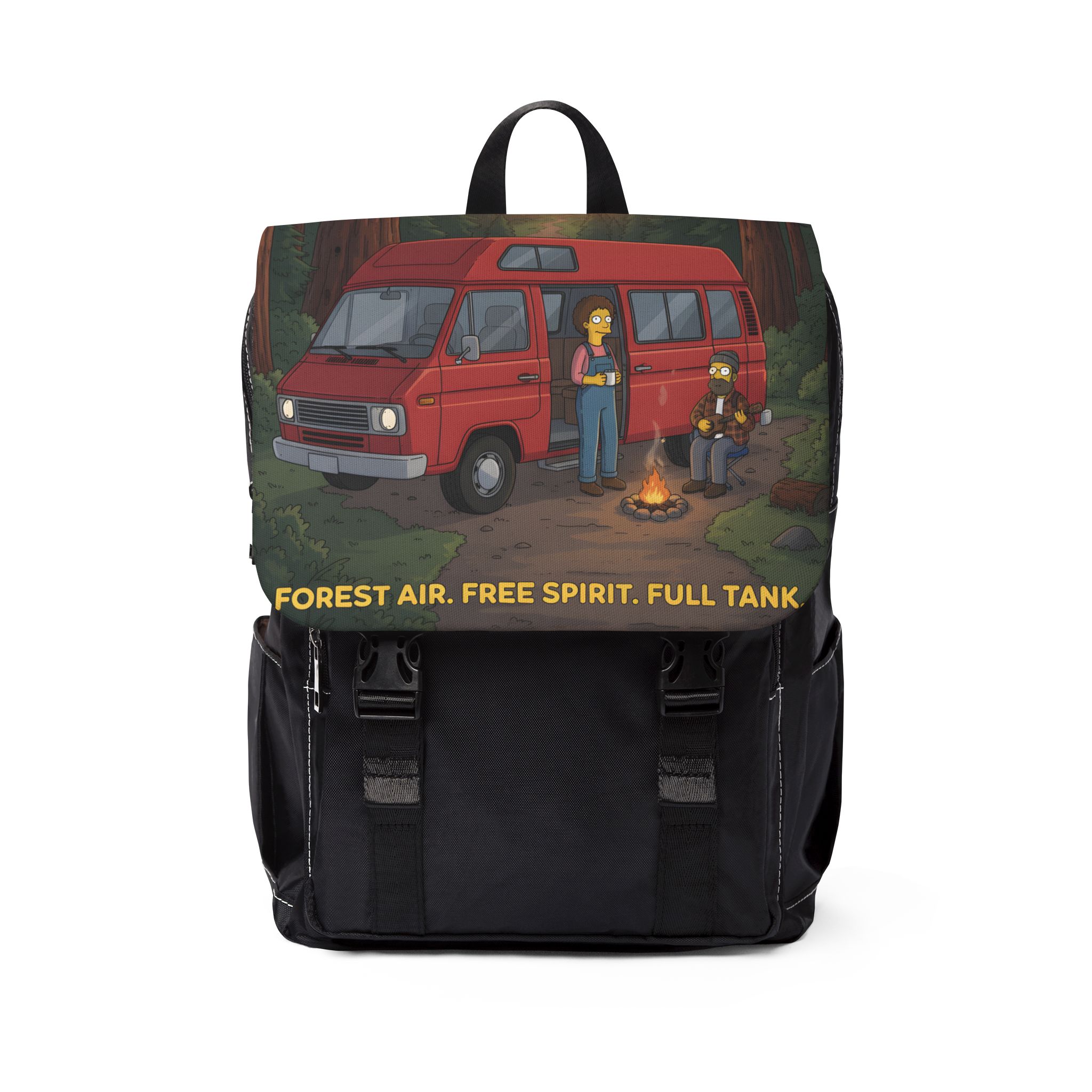Unisex Casual Shoulder Backpack — "Forest Air Free Spirit Full Tank" Design Sitcom-Line