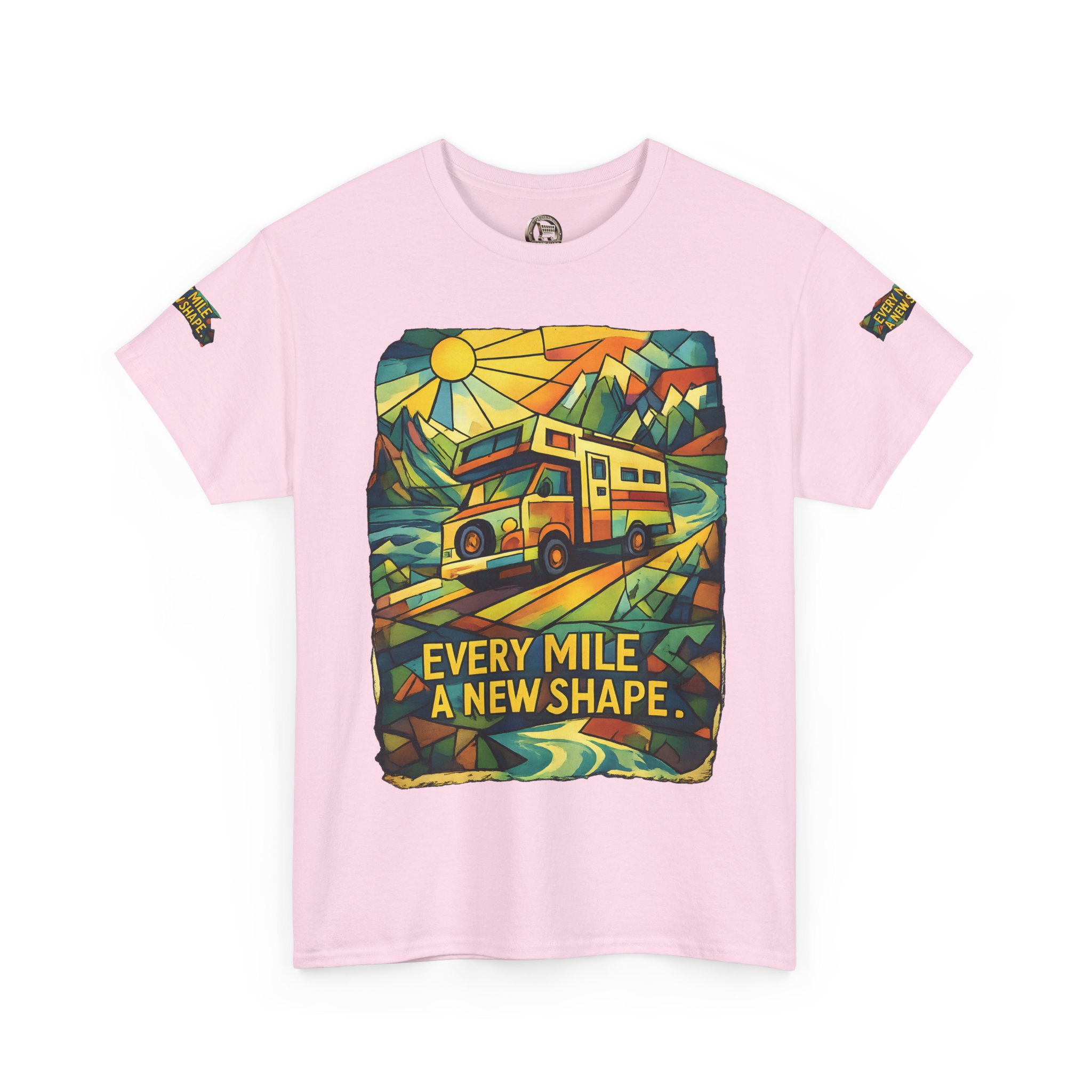 Unisex Heavy Cotton Tee — "Every Mile A New Shape" Design Cubic-Line