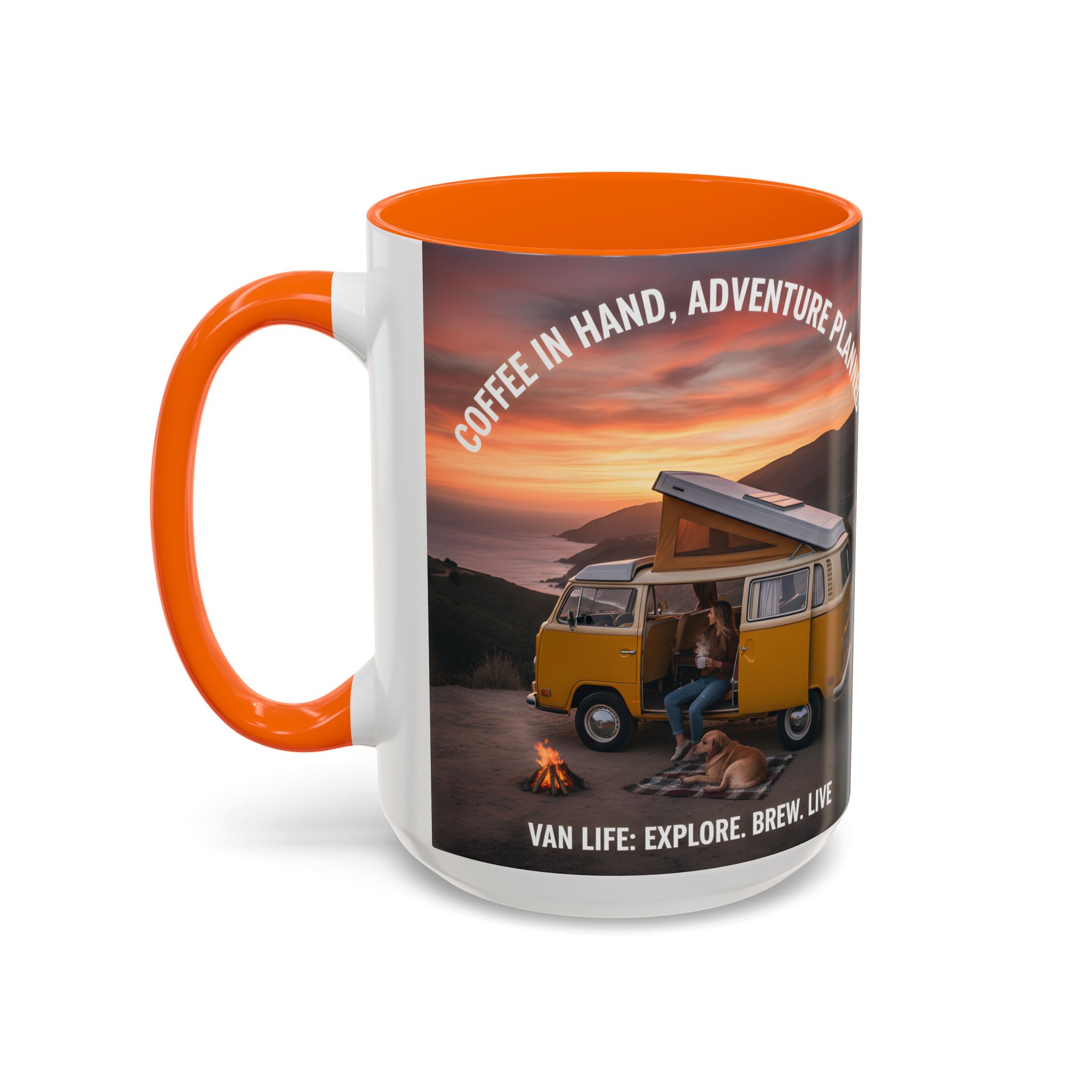 Accent Coffee Mug (11, 15oz) - "Coffee in Hand, Adventure Planned"